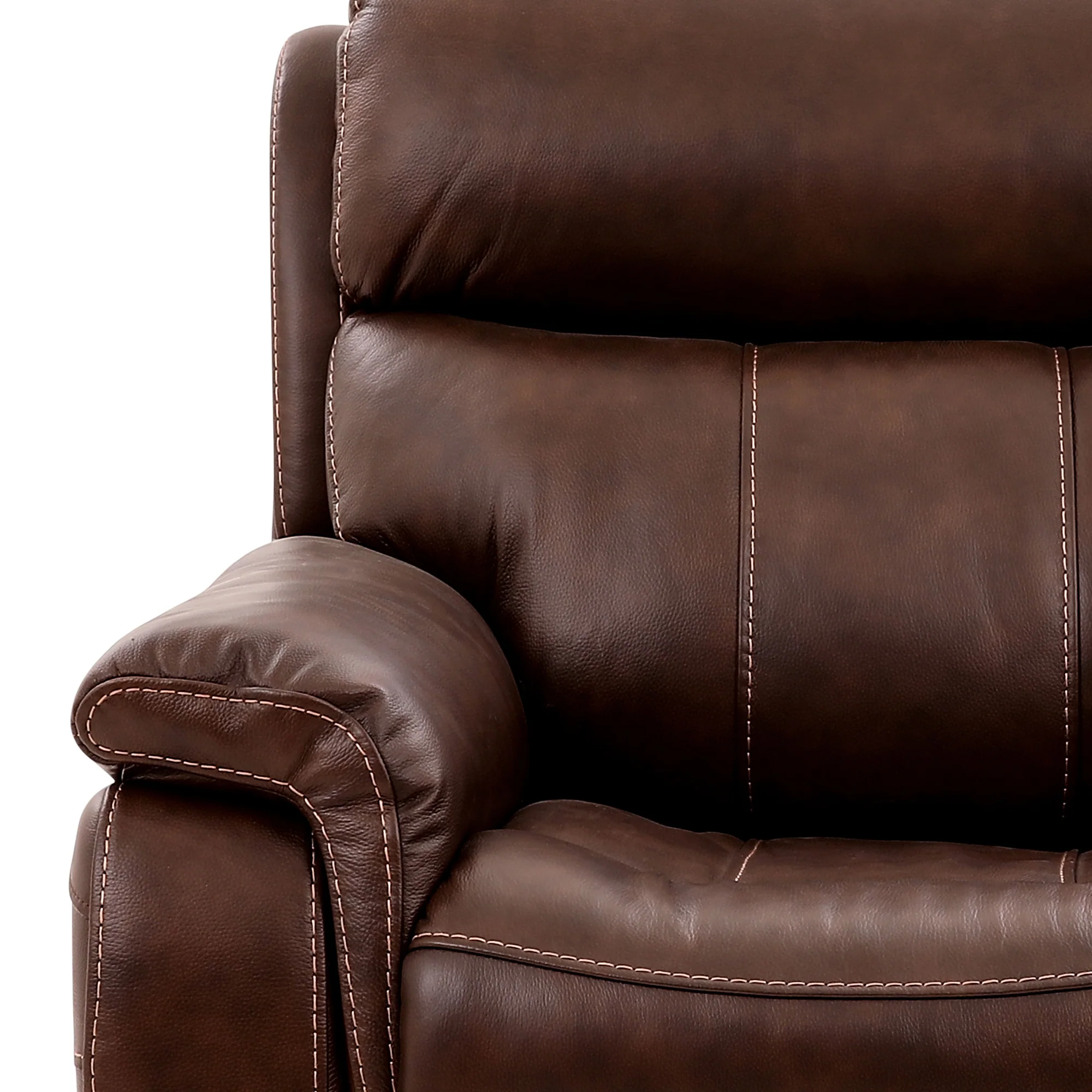 Montague Dual Power Reclining 2 Piece Sofa and Recliner Set in Genuine Brown Leather By Armen Living - Image 7