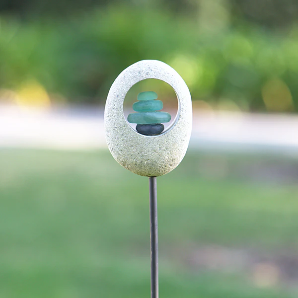 Moon Stone Garden Stake - Glass Cairns Set of 4 By Garden Age Supply - Image 2