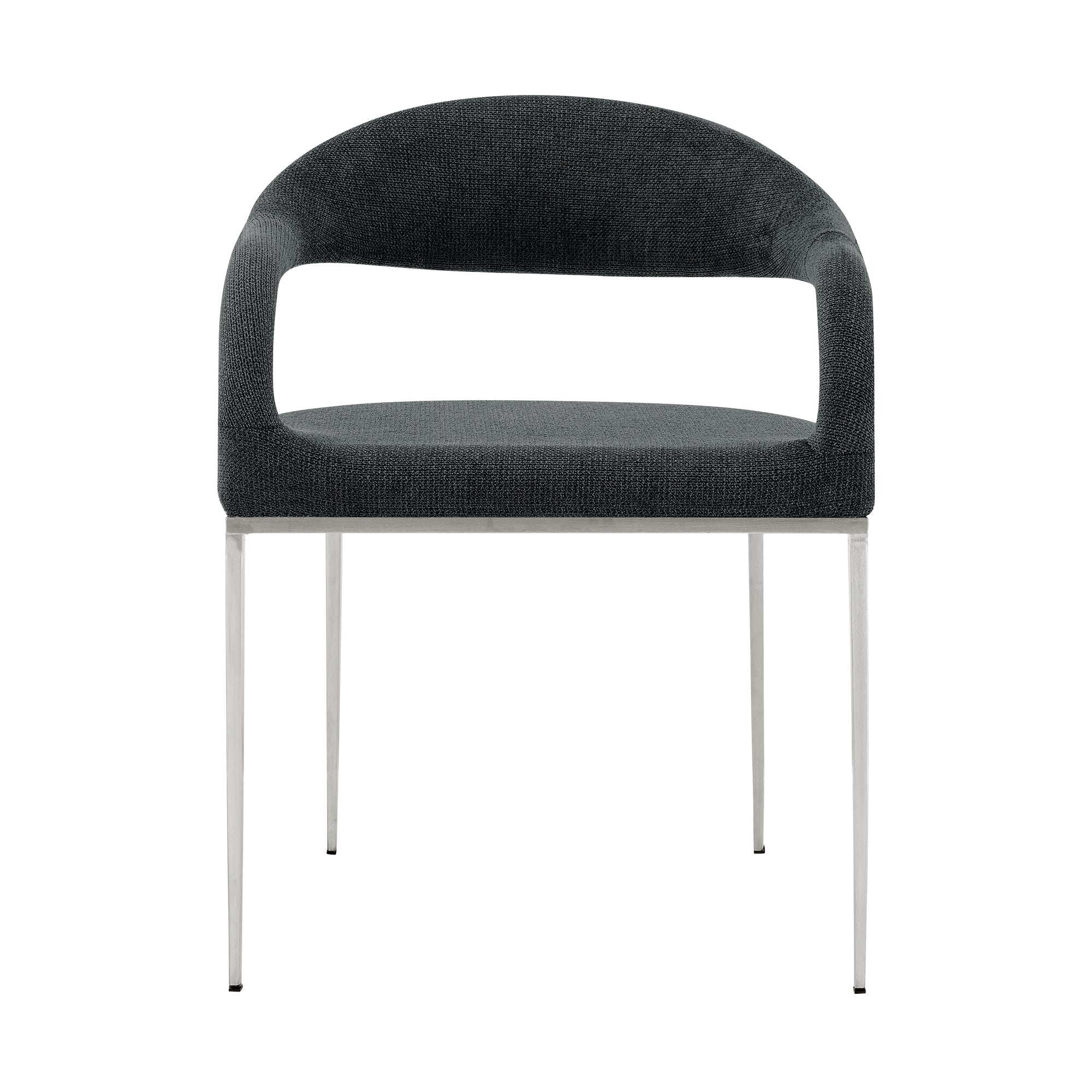 Morgan Upholstered Dining Chair with Brushed Stainless Steel and Light Gray Fabric - Set of 2 By Armen Living - Image 17