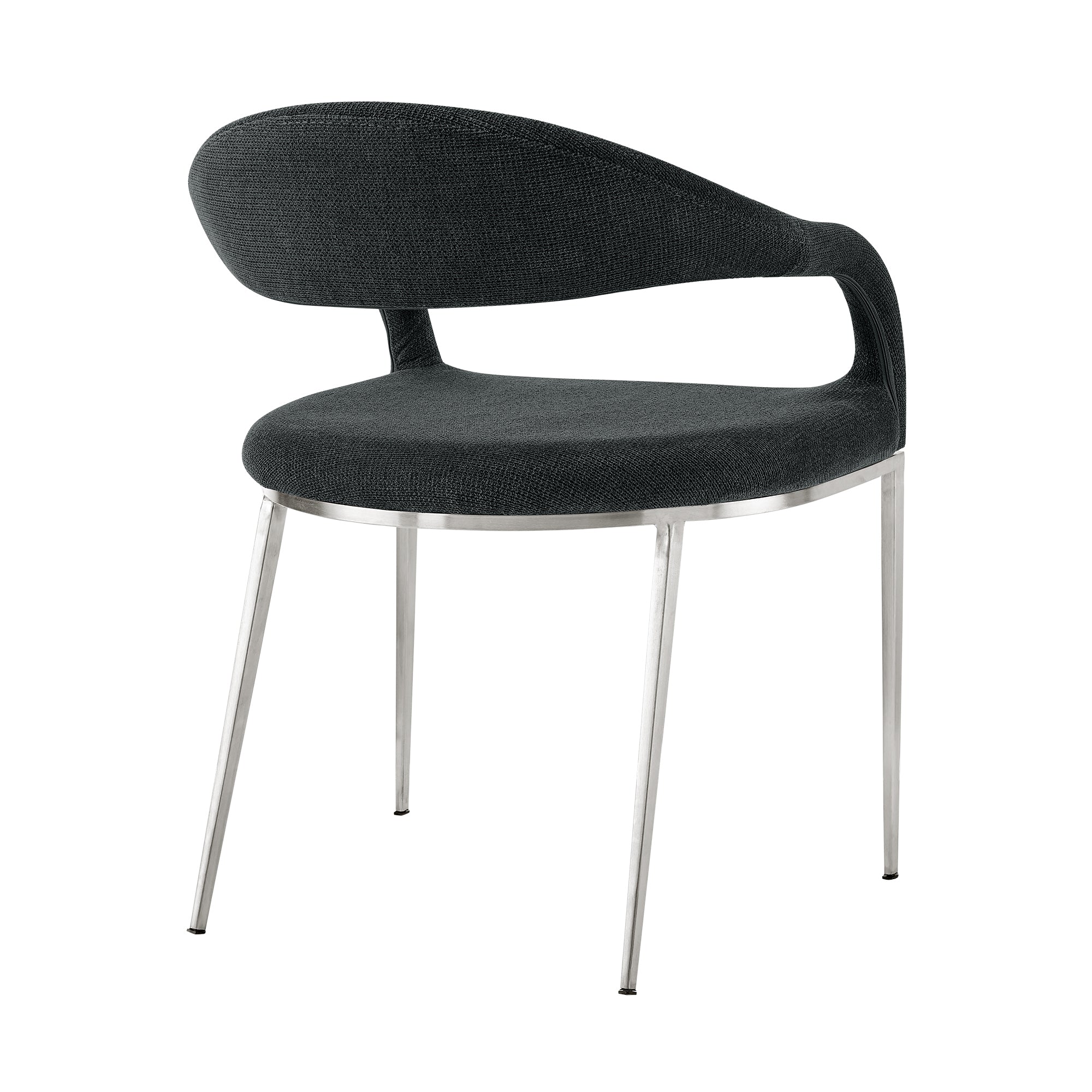 Morgan Upholstered Dining Chair with Brushed Stainless Steel and Light Gray Fabric - Set of 2 By Armen Living - Image 18