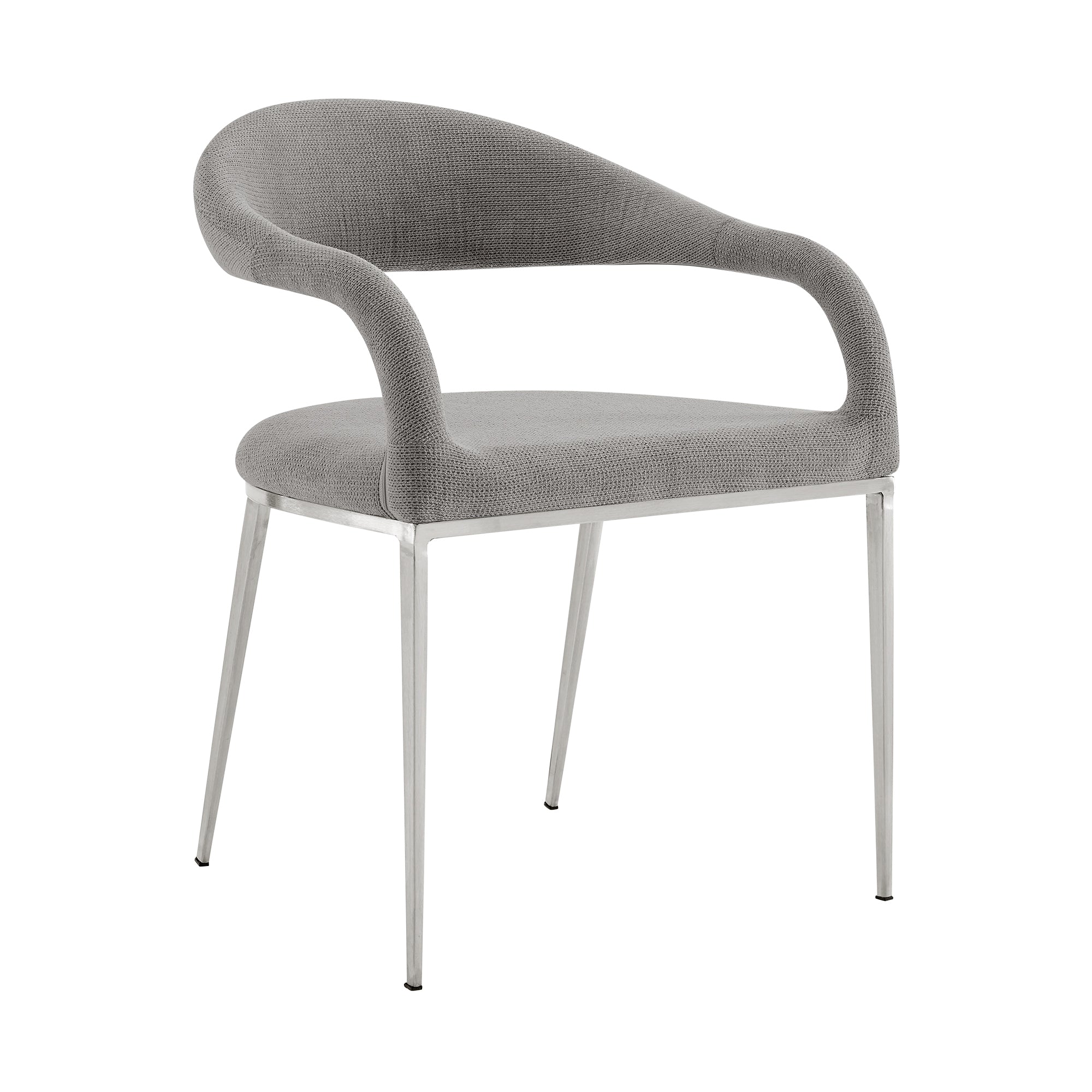 Morgan Upholstered Dining Chair with Brushed Stainless Steel and Light Gray Fabric - Set of 2 By Armen Living - Image 4