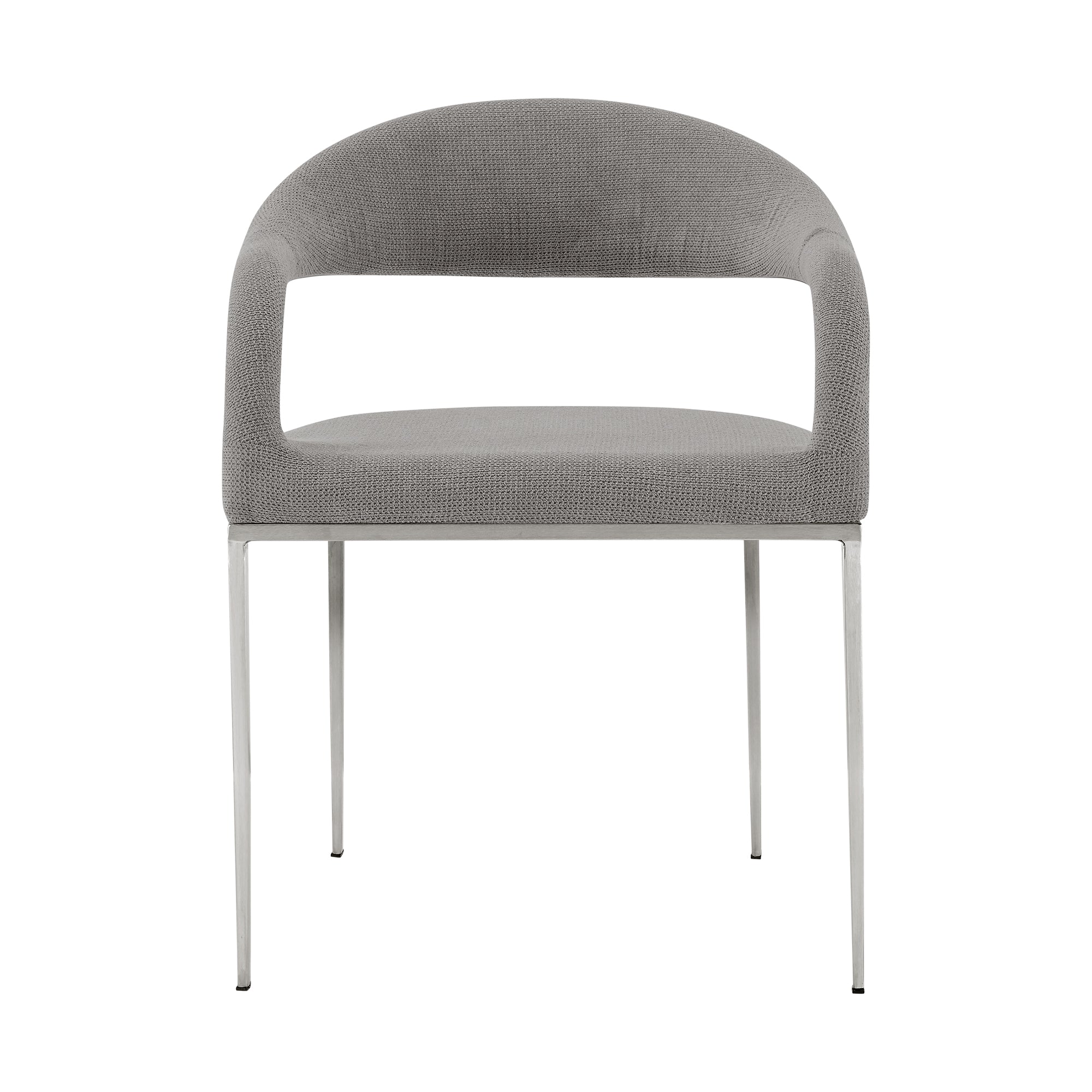 Morgan Upholstered Dining Chair with Brushed Stainless Steel and Light Gray Fabric - Set of 2 By Armen Living - Image 5