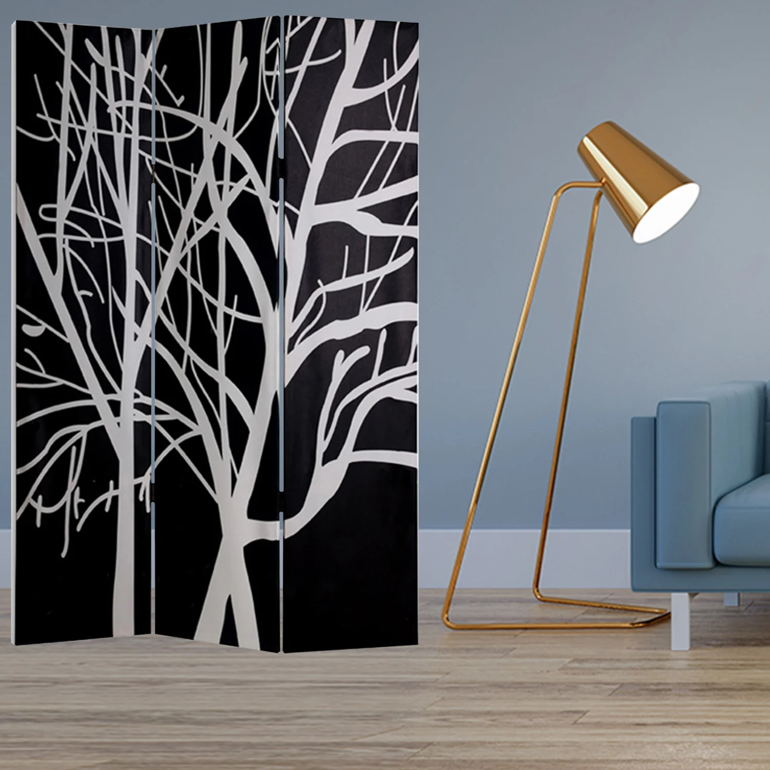 Multi Color Wood Canvas Tranquillity Screen By Homeroots