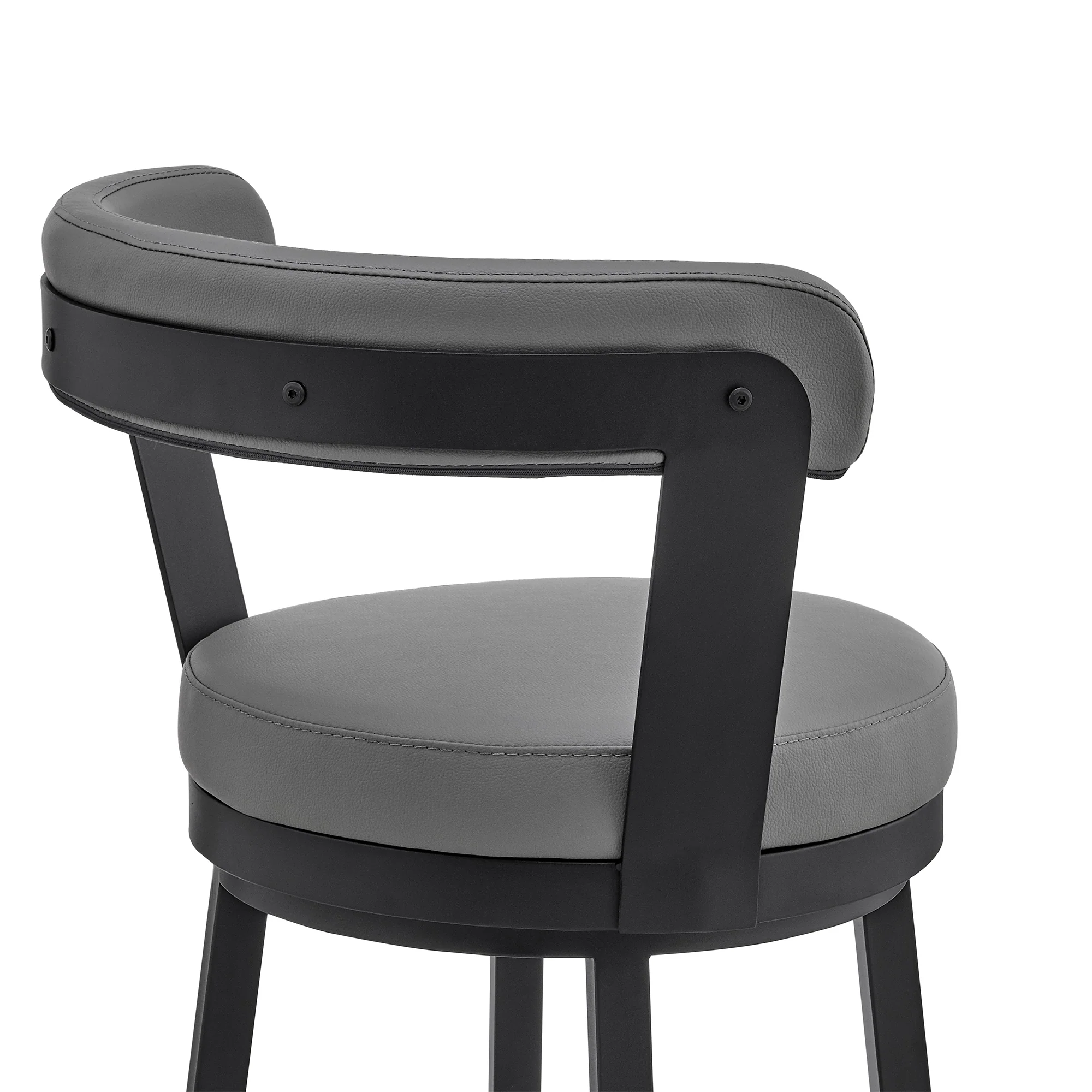Naomi and Bryant 4-Piece Counter Height Dining Set in Black Metal and Grey Faux Leather By Armen Living - Image 7