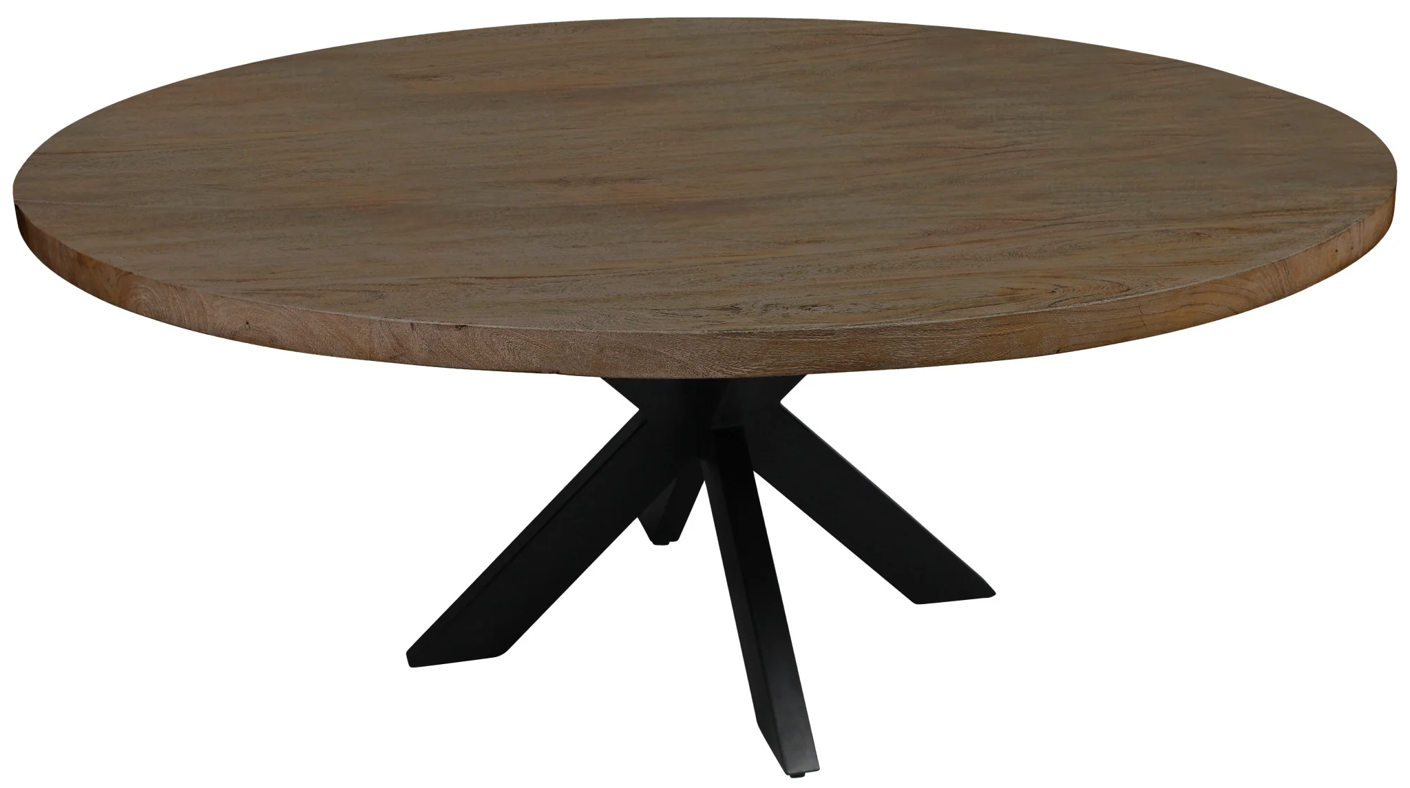 Natural And Black Rounded Solid Wood And Iron Pedestal Base Dining Table By Homeroots - Image 4