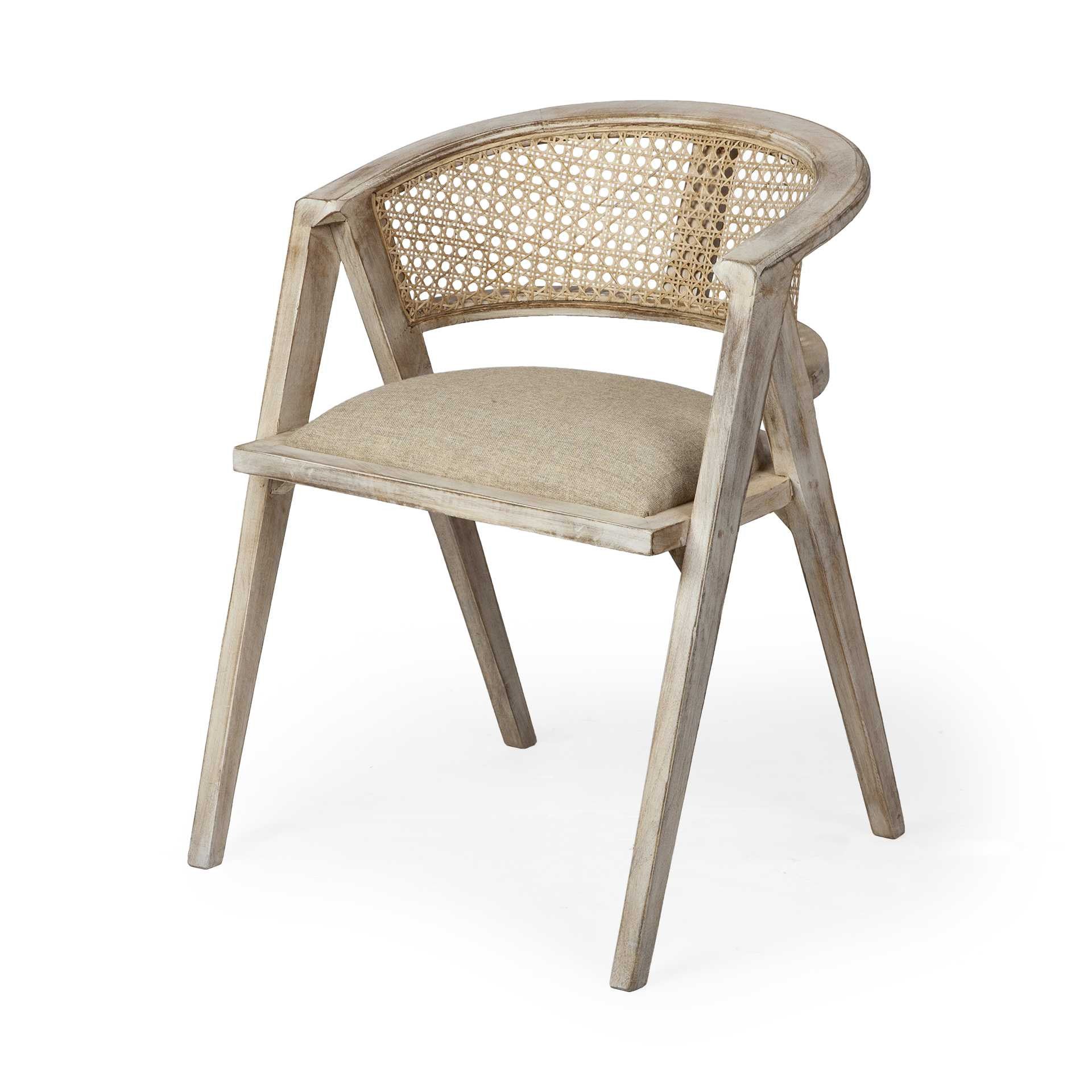 Natural Linen Seat With Blonde Wooden Frame Dining Chair By Homeroots