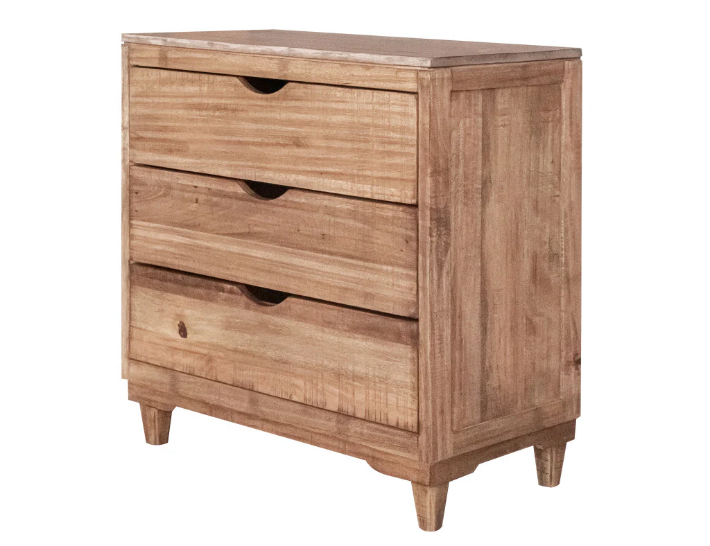 Natural Solid Wood Three Drawer Chest By Homeroots