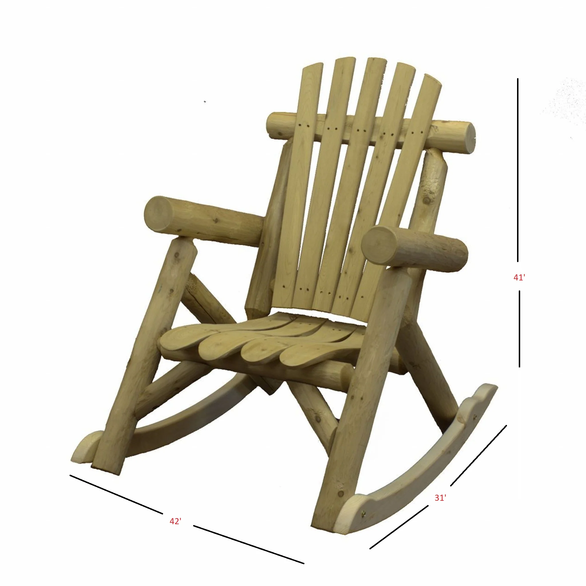 Natural Wood Rocking Chair By Homeroots - Image 3
