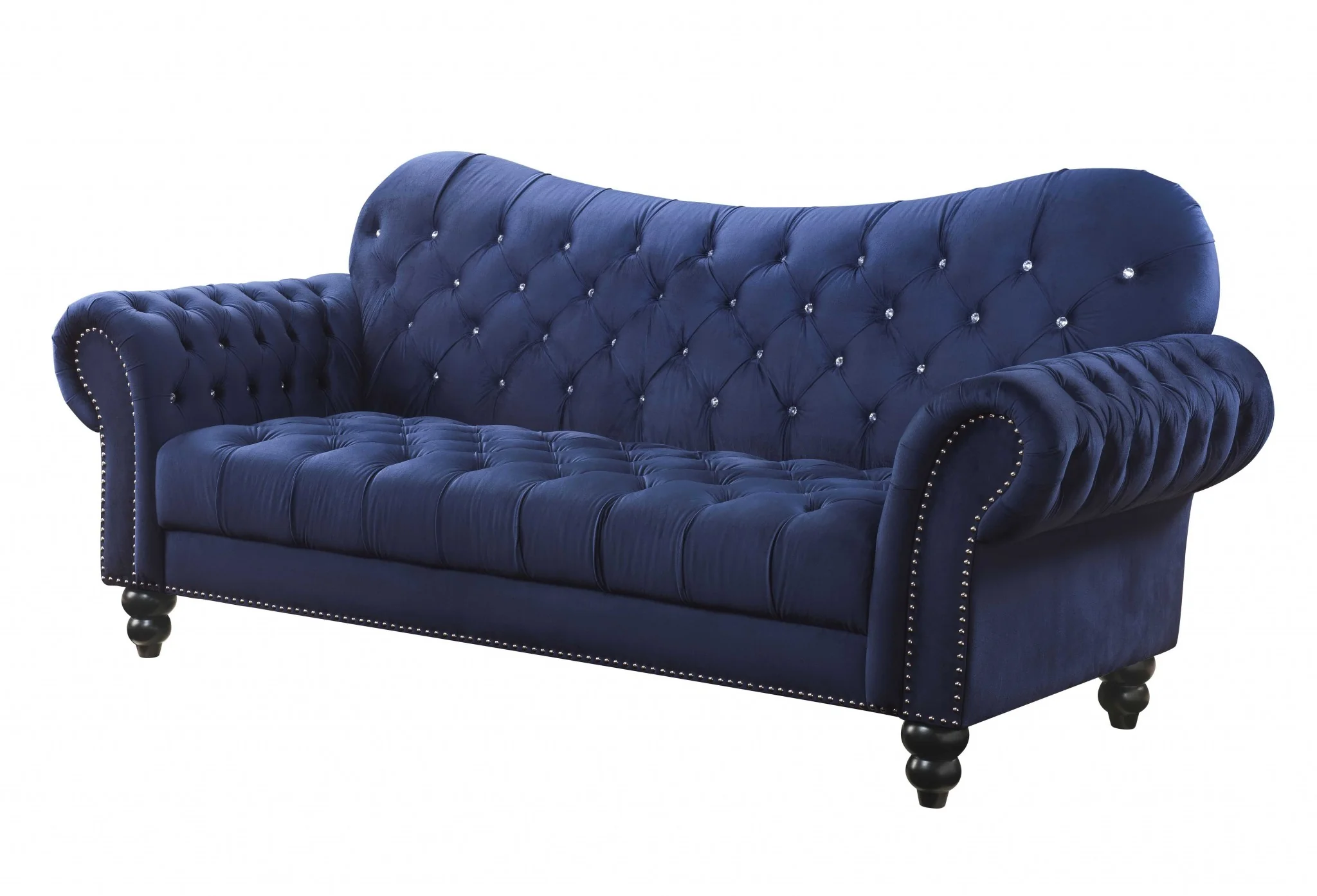 Navy Velvet Sofa By Homeroots