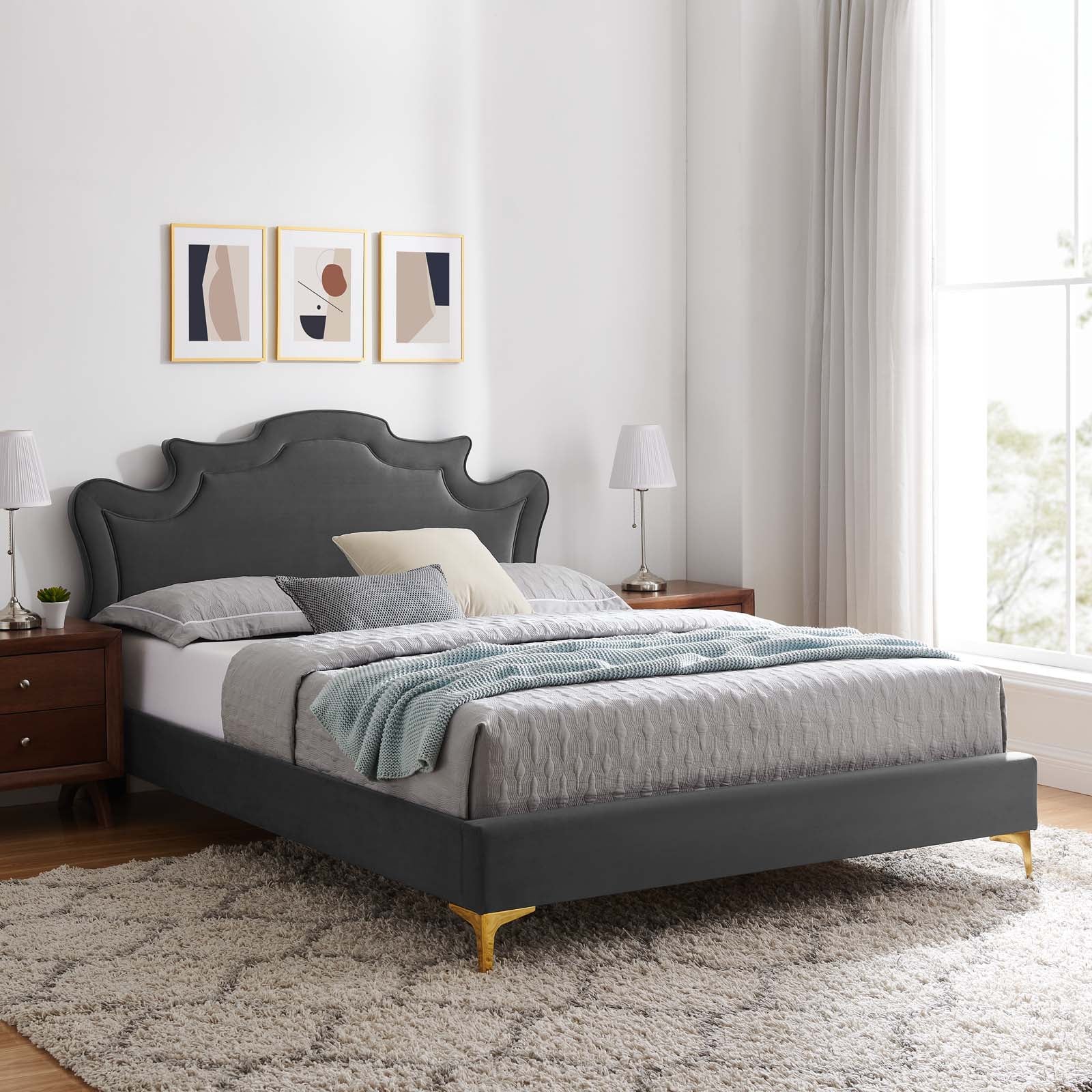 Neena Performance Velvet Queen Bed By Modway - MOD-6820