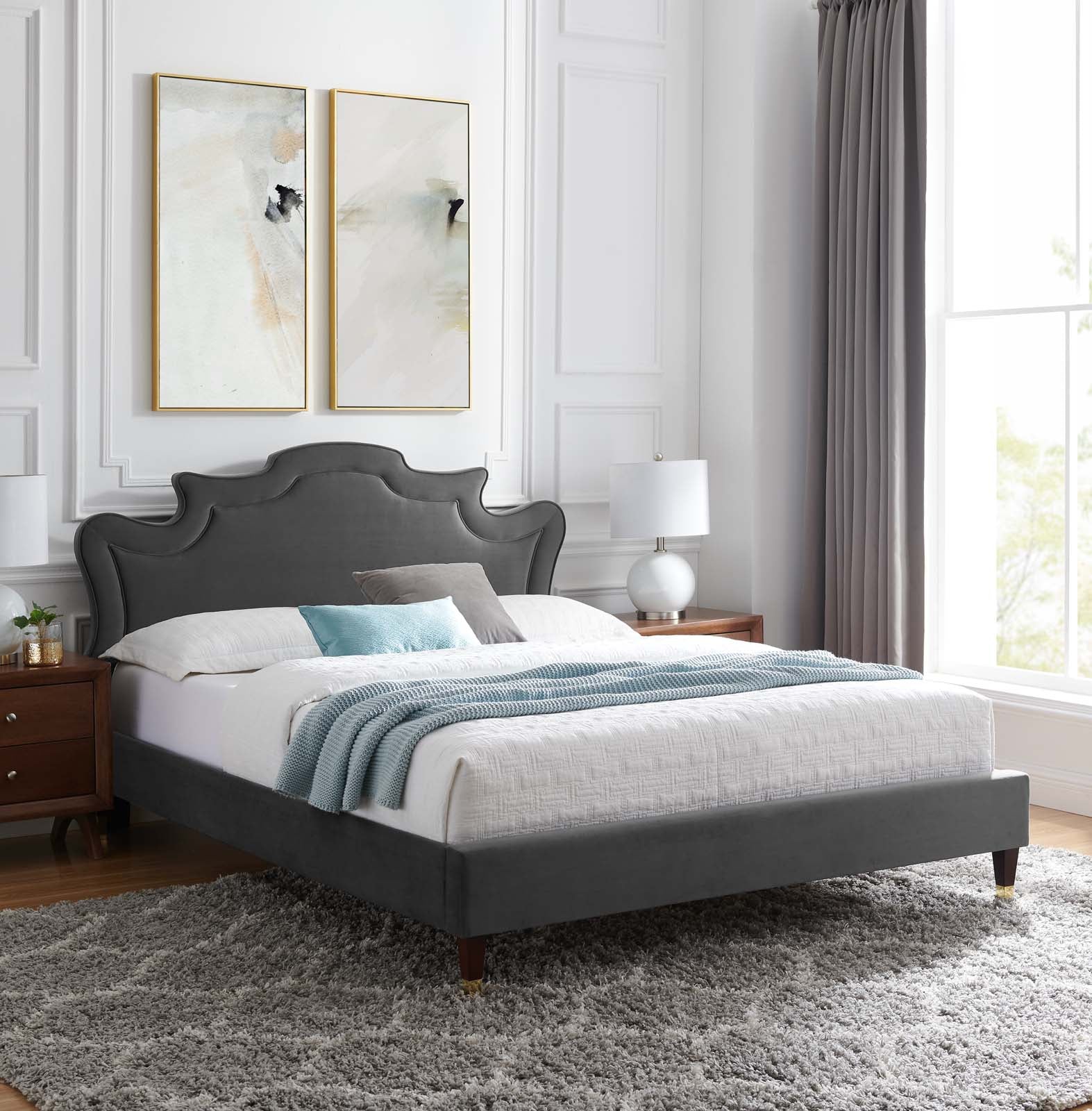 Neena Performance Velvet Queen Bed By Modway - MOD-6825