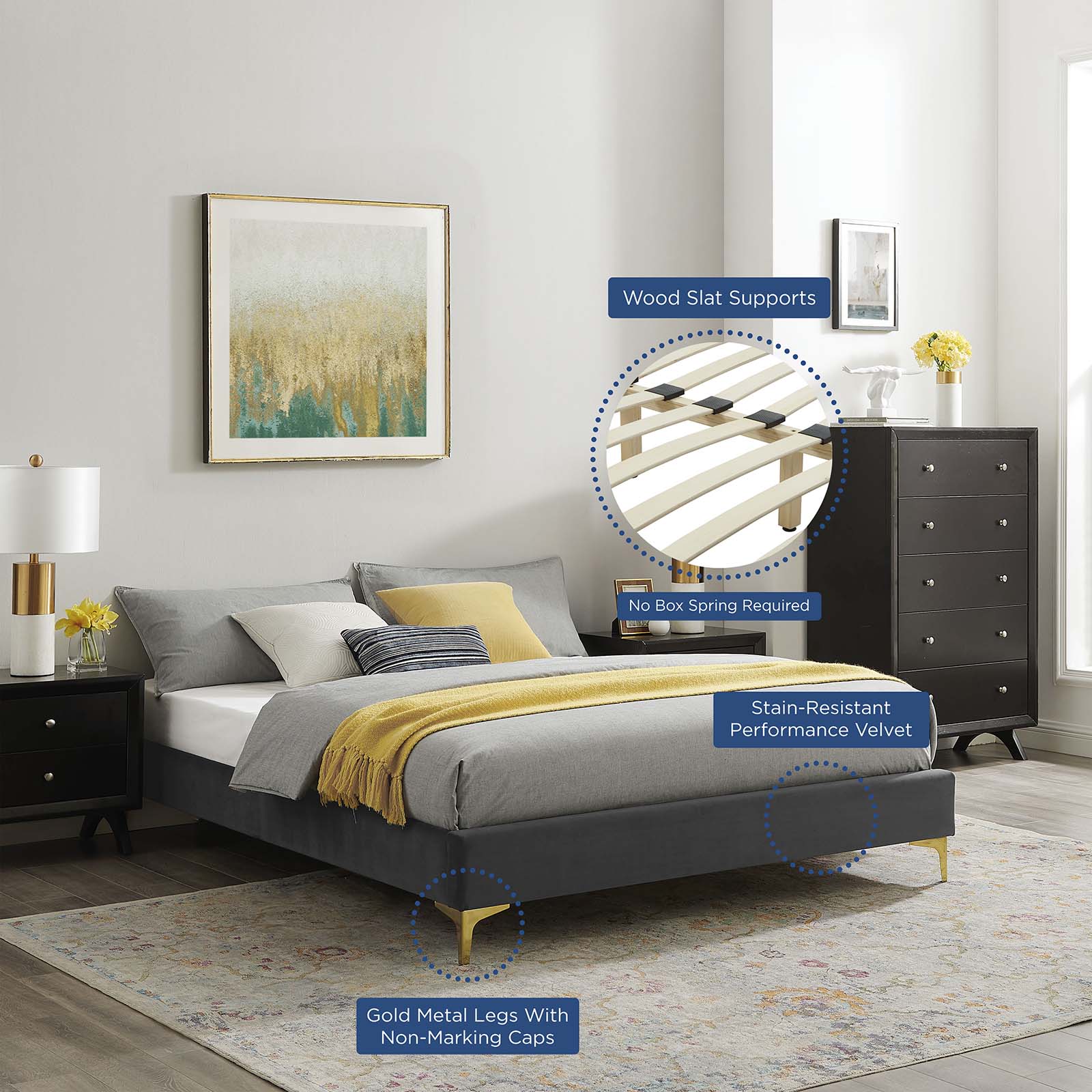 Modway Sutton Queen Performance Velvet Bed Frame - MOD-6275 - Image 2