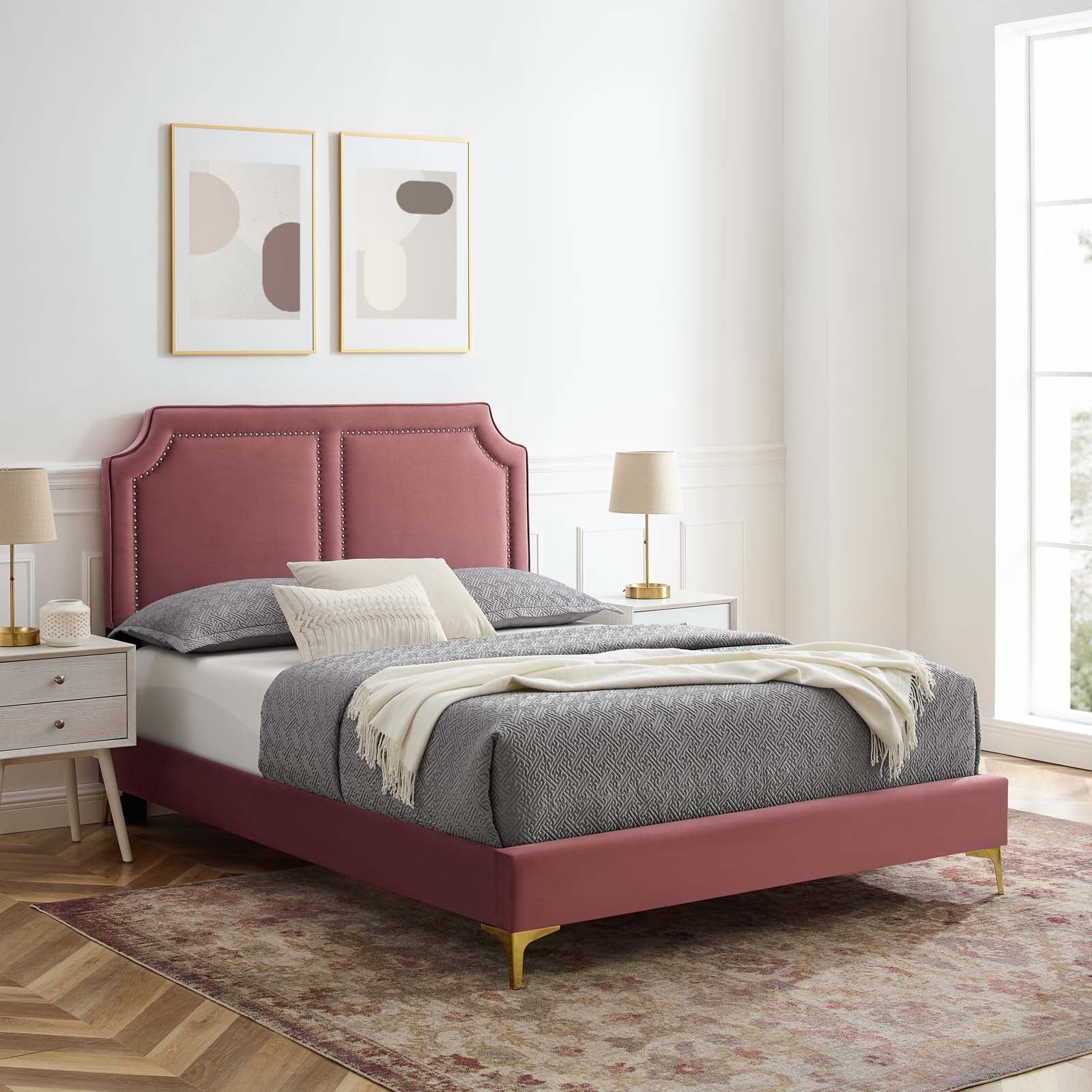 Novi Performance Velvet Queen Bed By Modway - MOD-6818 - Image 12