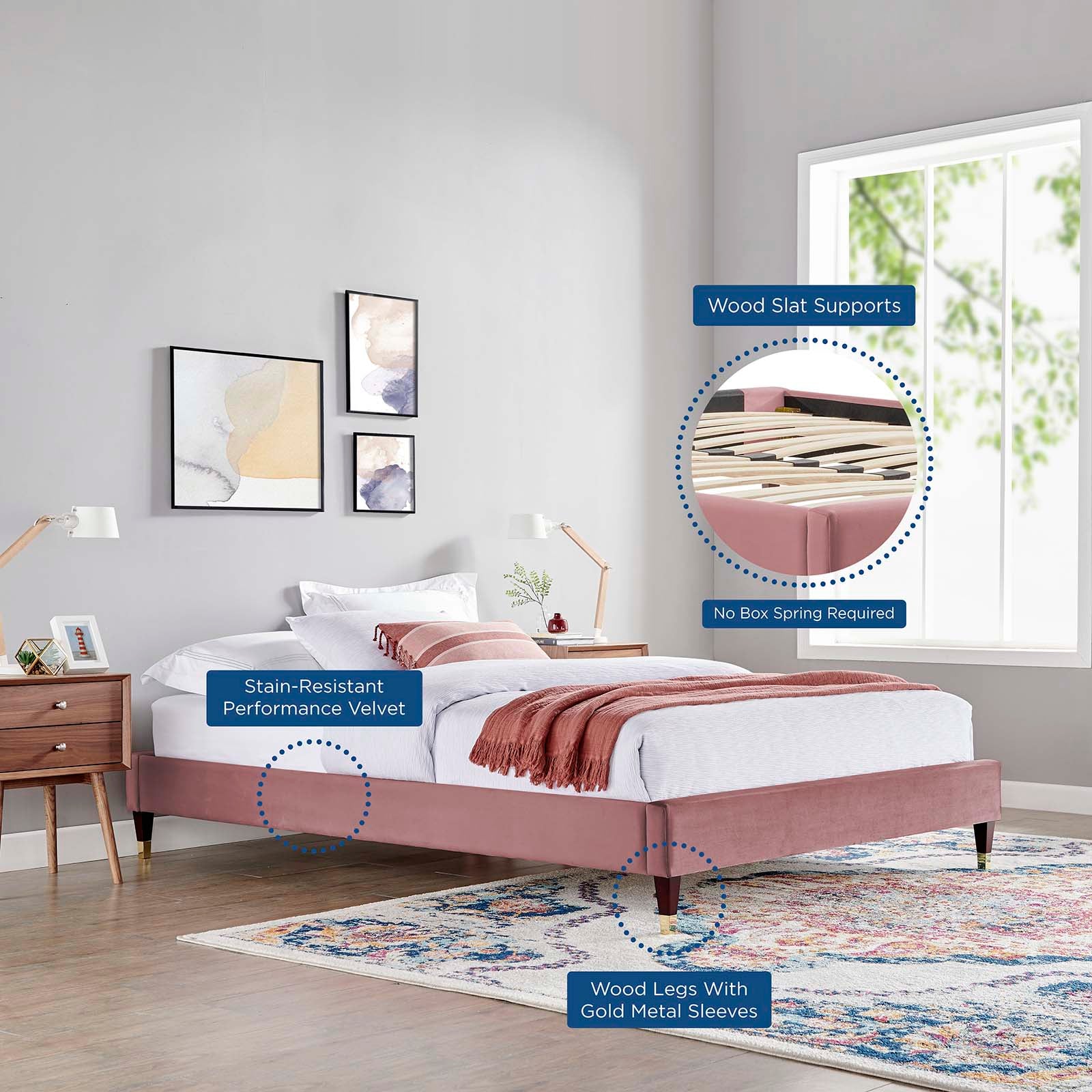 Novi Performance Velvet Queen Bed By Modway - MOD-6823 - Image 15