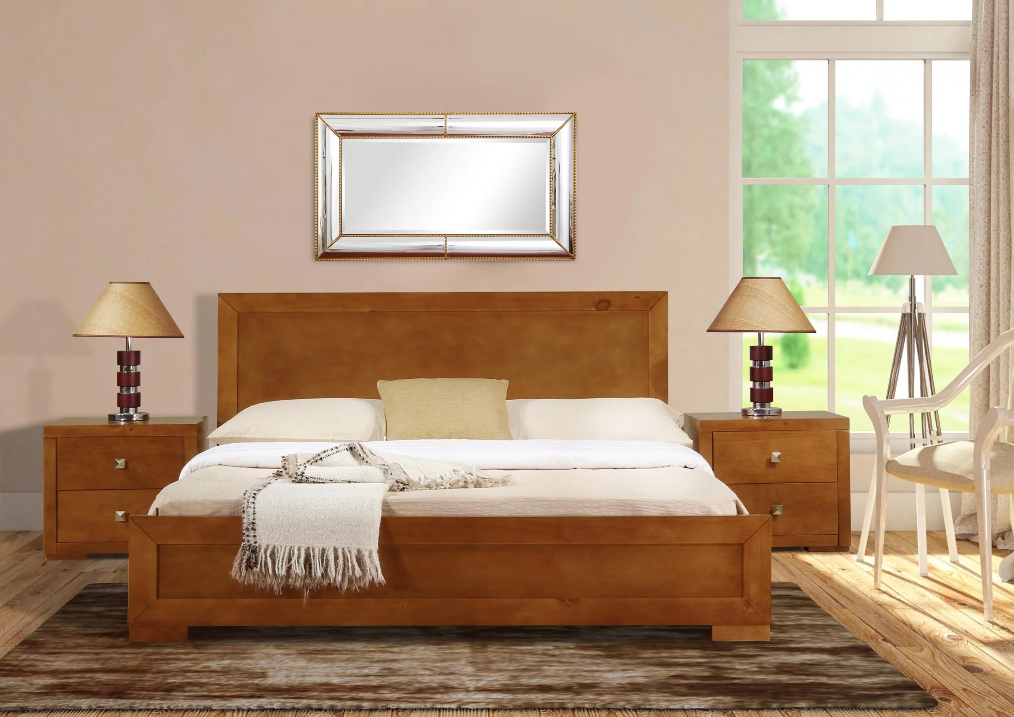 Oak Wood Twin Platform Bed By Homeroots - 397099