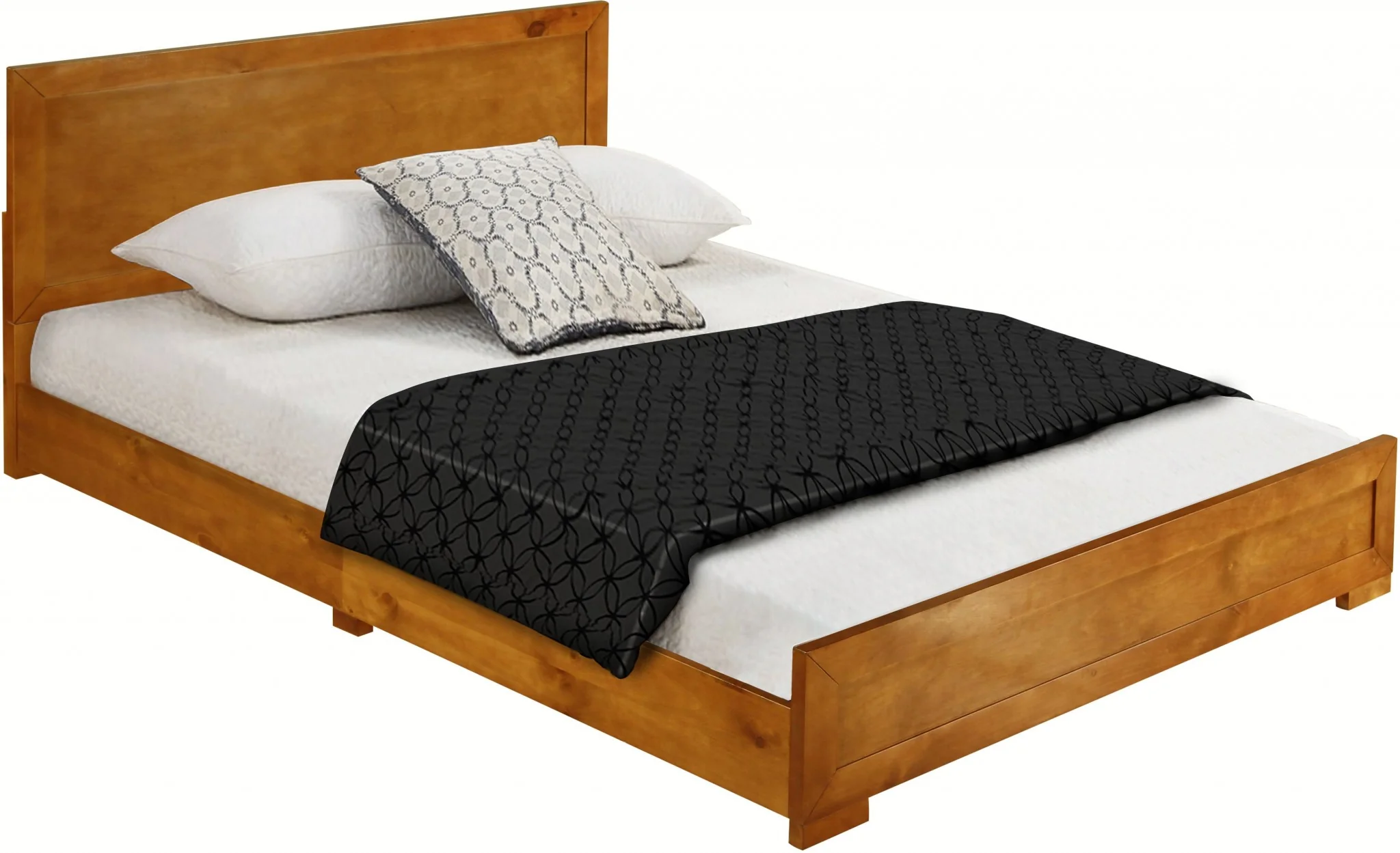 Oak Wood Twin Platform Bed By Homeroots - 397099 - Image 3