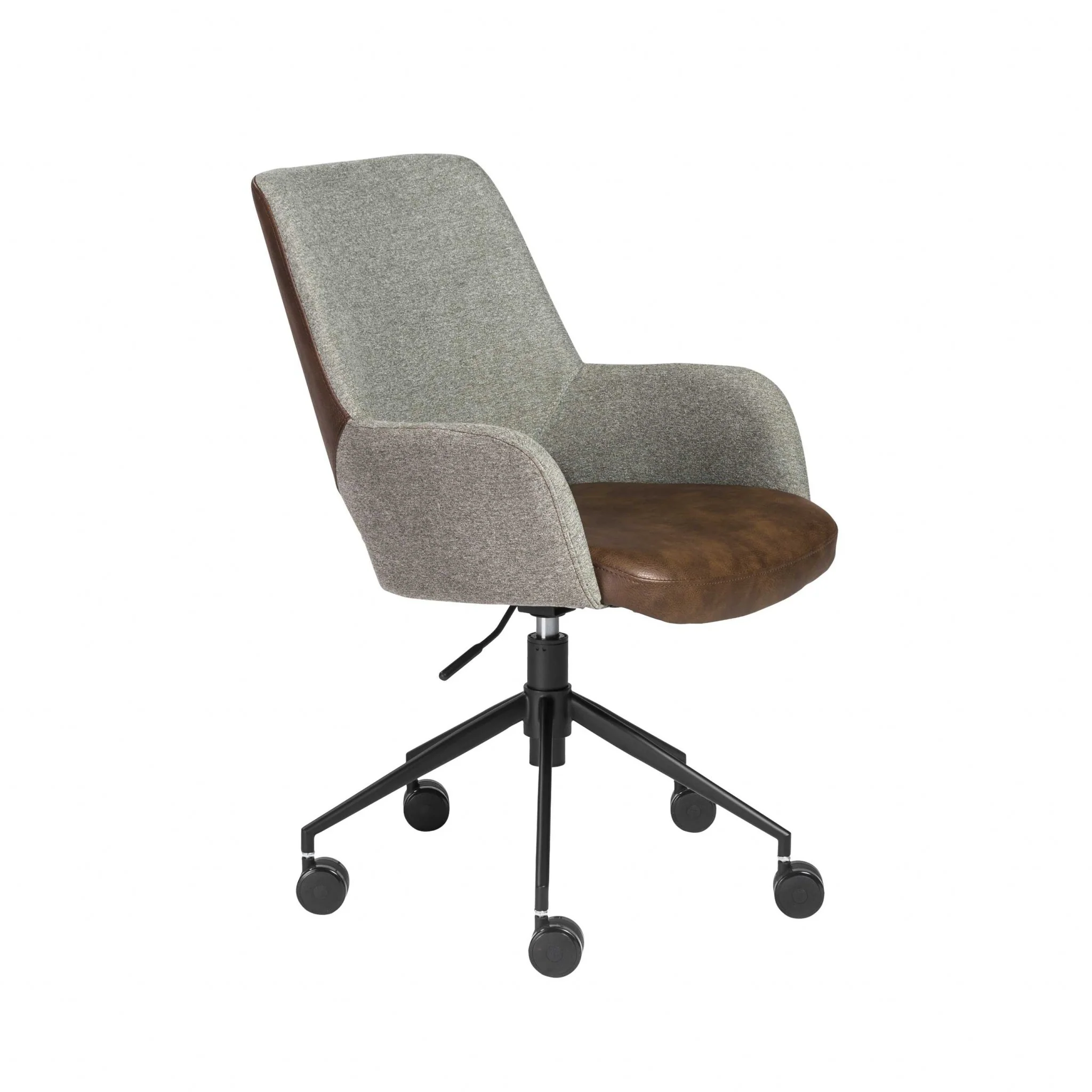 Office Chair in Gray Fabric and Light Brown Leatherette with Black Base By Homeroots - Image 2