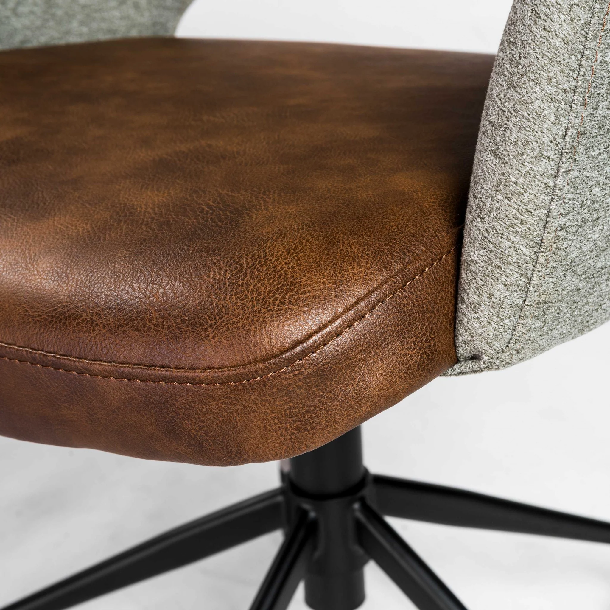 Office Chair in Gray Fabric and Light Brown Leatherette with Black Base By Homeroots - Image 6