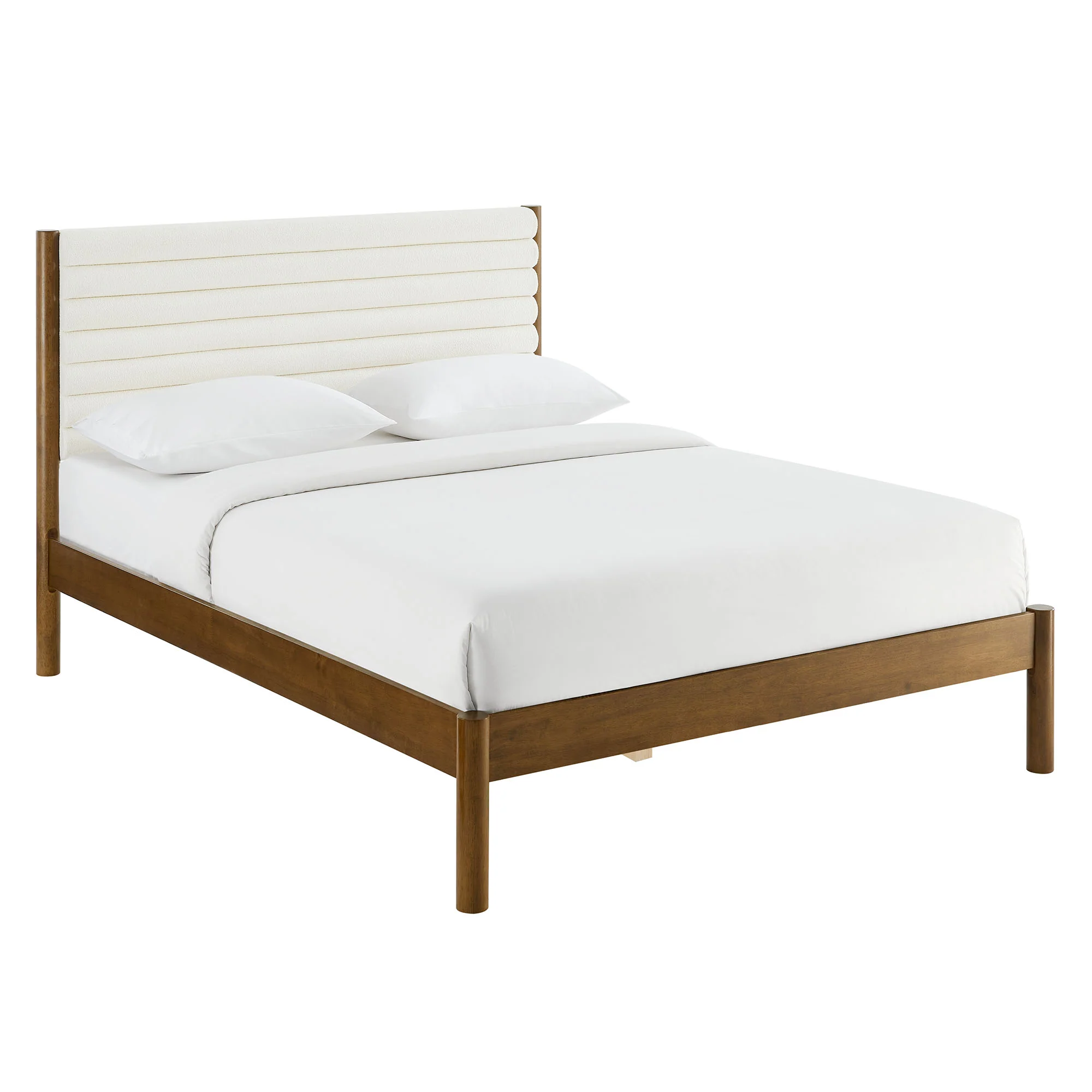 Olea Channel Tufted Boucle Solid Wood King Platform Bed by Modway - Image 10