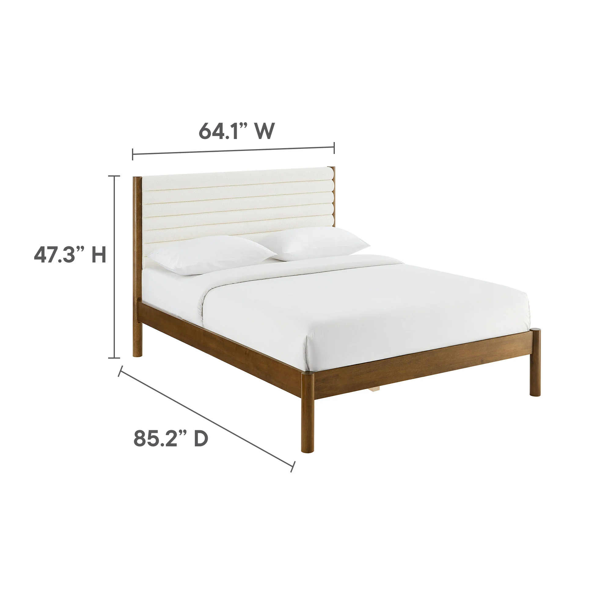 Olea Channel Tufted Boucle Solid Wood Queen Platform Bed by Modway - Image 18