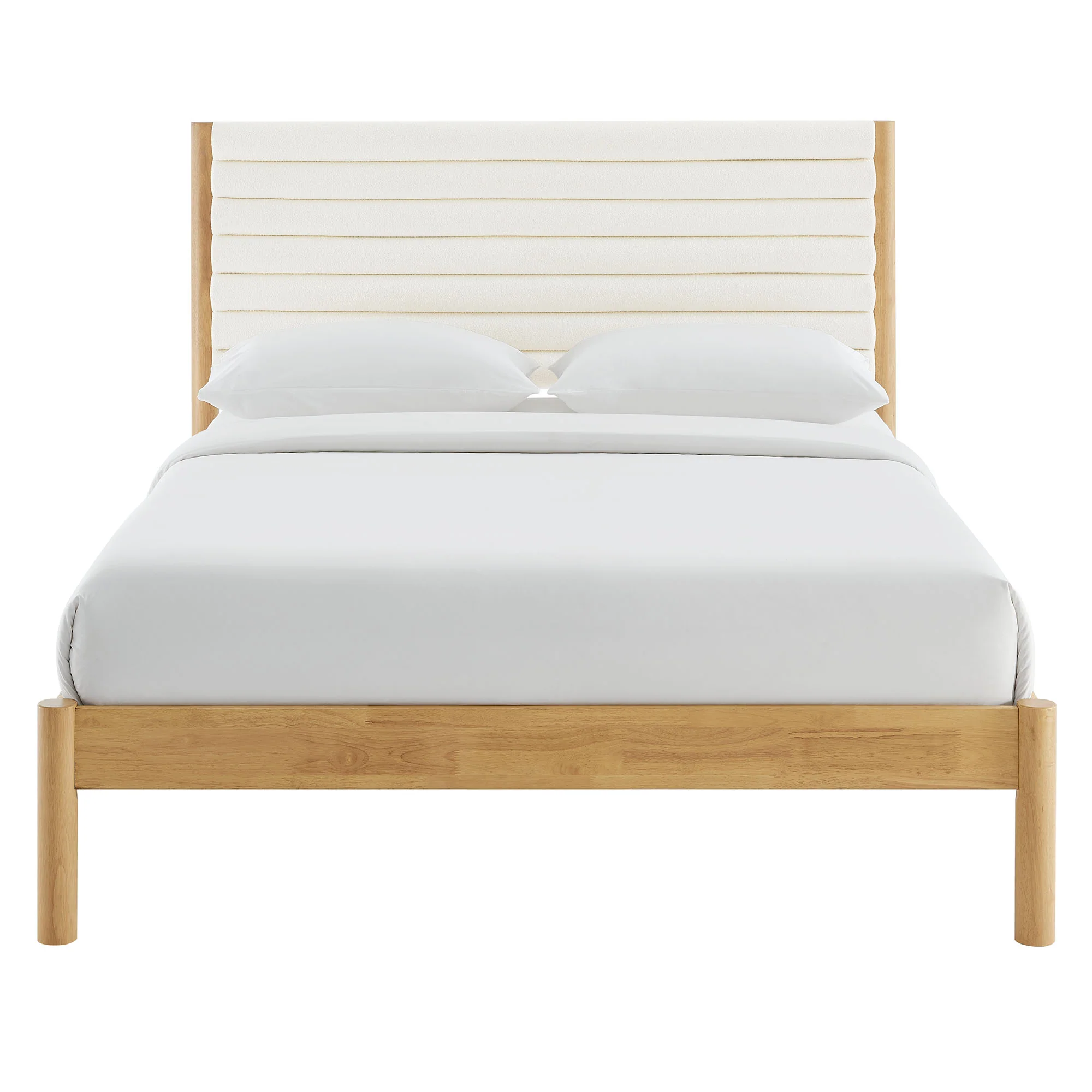 Olea Channel Tufted Boucle Solid Wood Queen Platform Bed by Modway - Image 5