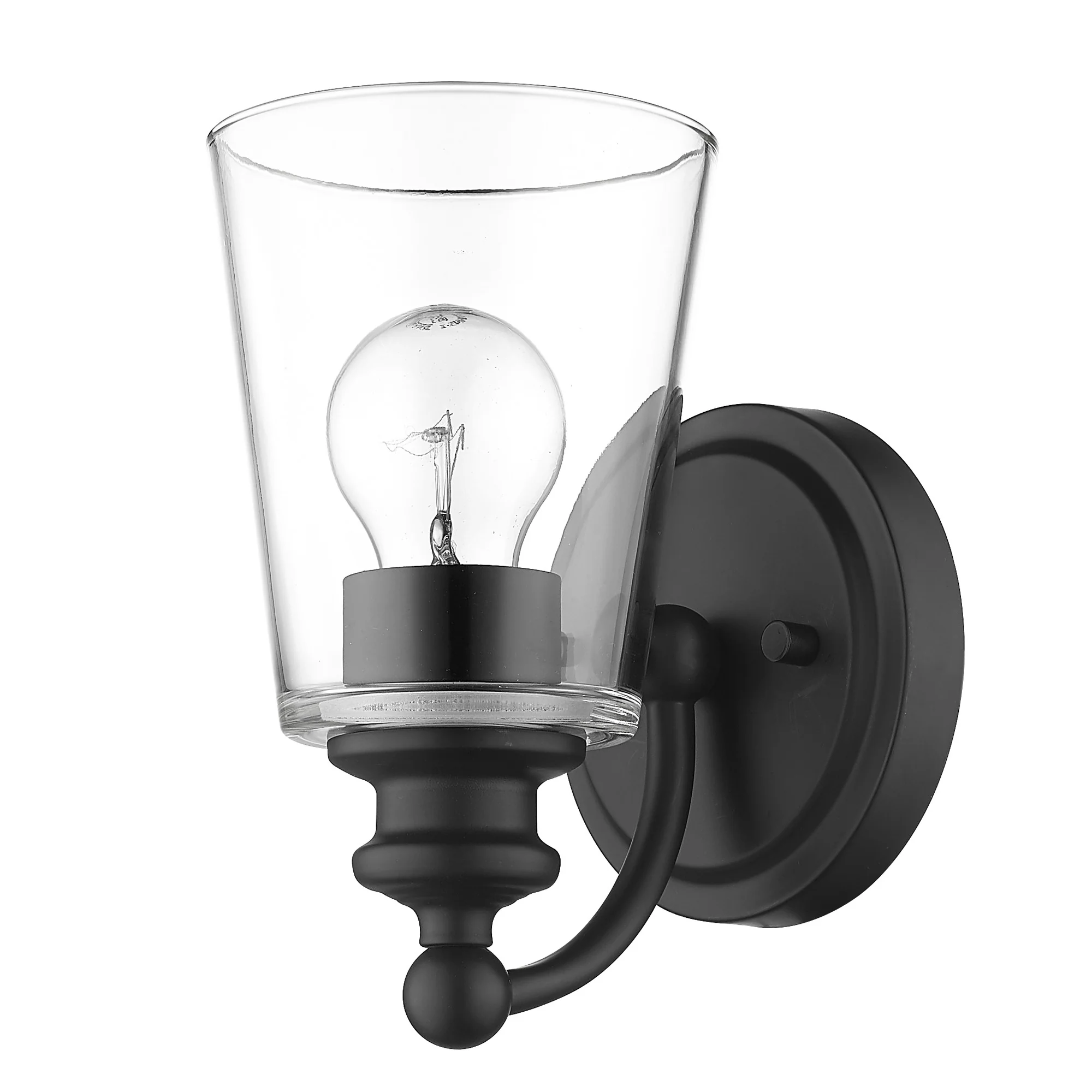 One Light Matte Black Glass Shade Wall Sconce By Homeroots