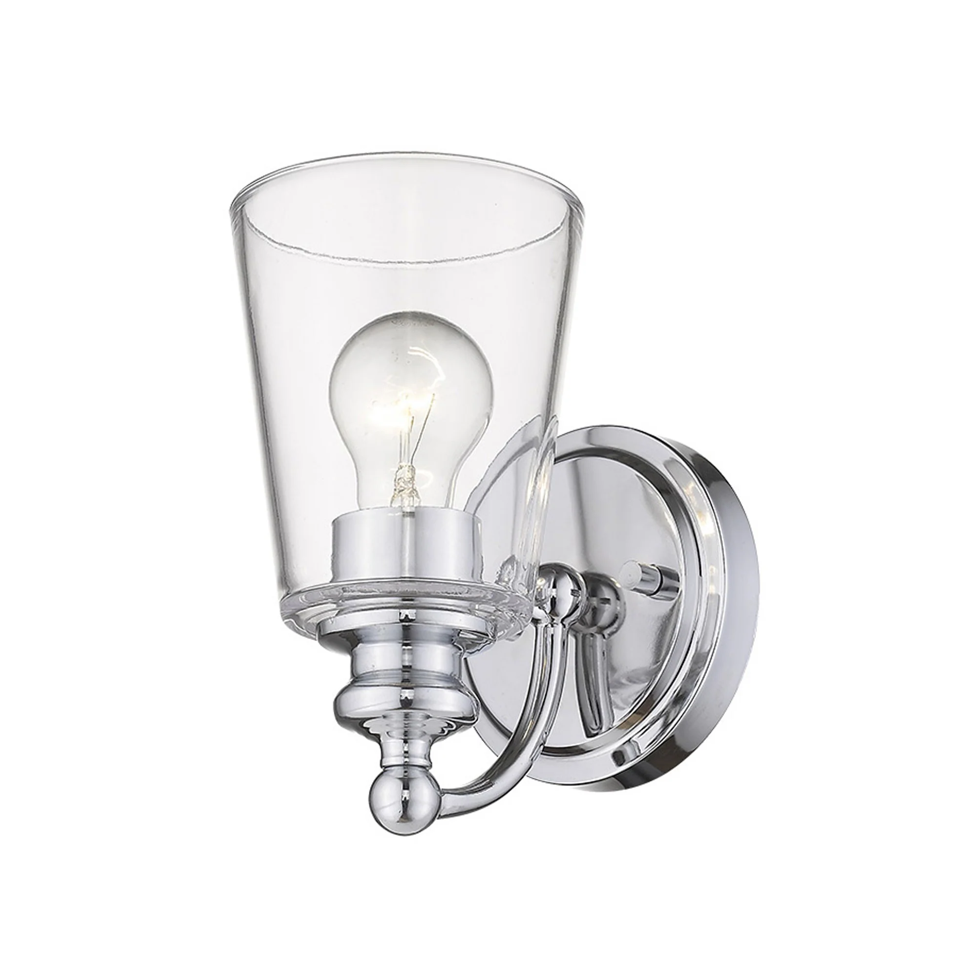 One Light Silver Glass Shade Wall Sconce By Homeroots