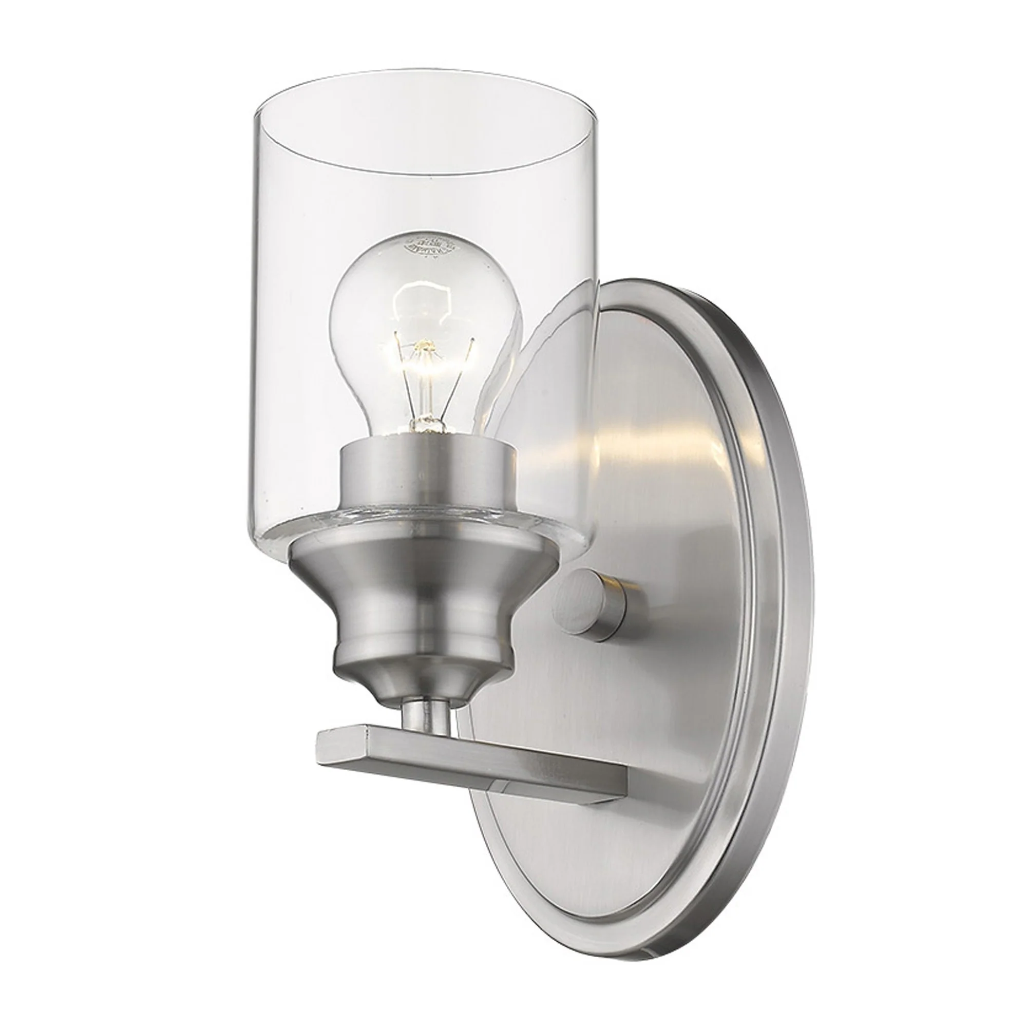 One Light Silver Wall Light with Clear Glass Shade By Homeroots