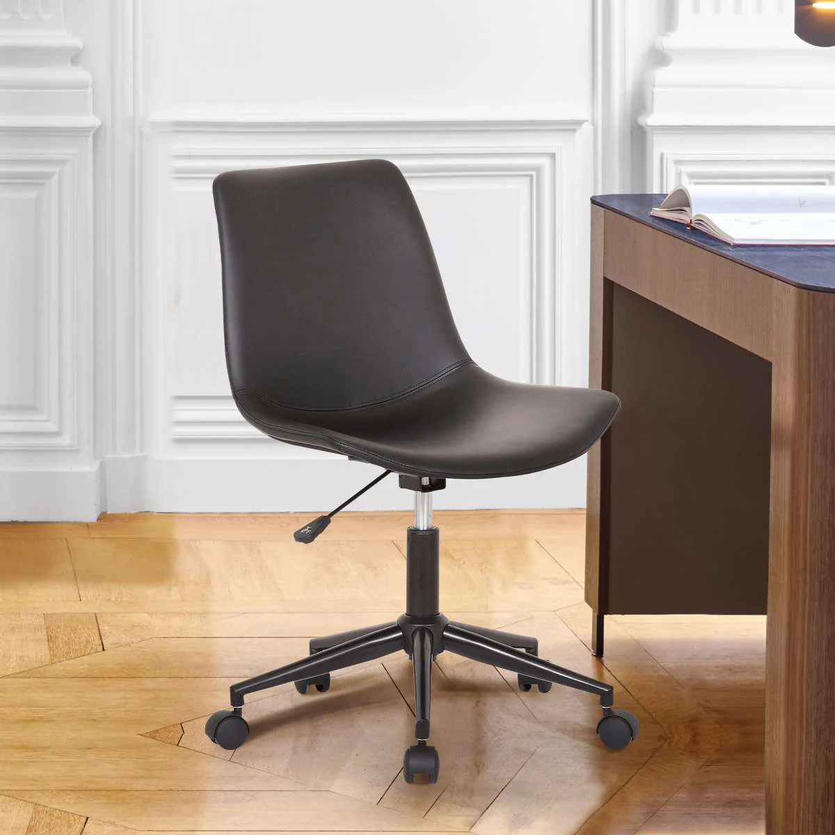 Optima Adjustable Black Faux Leather Task Chair By Armen Living