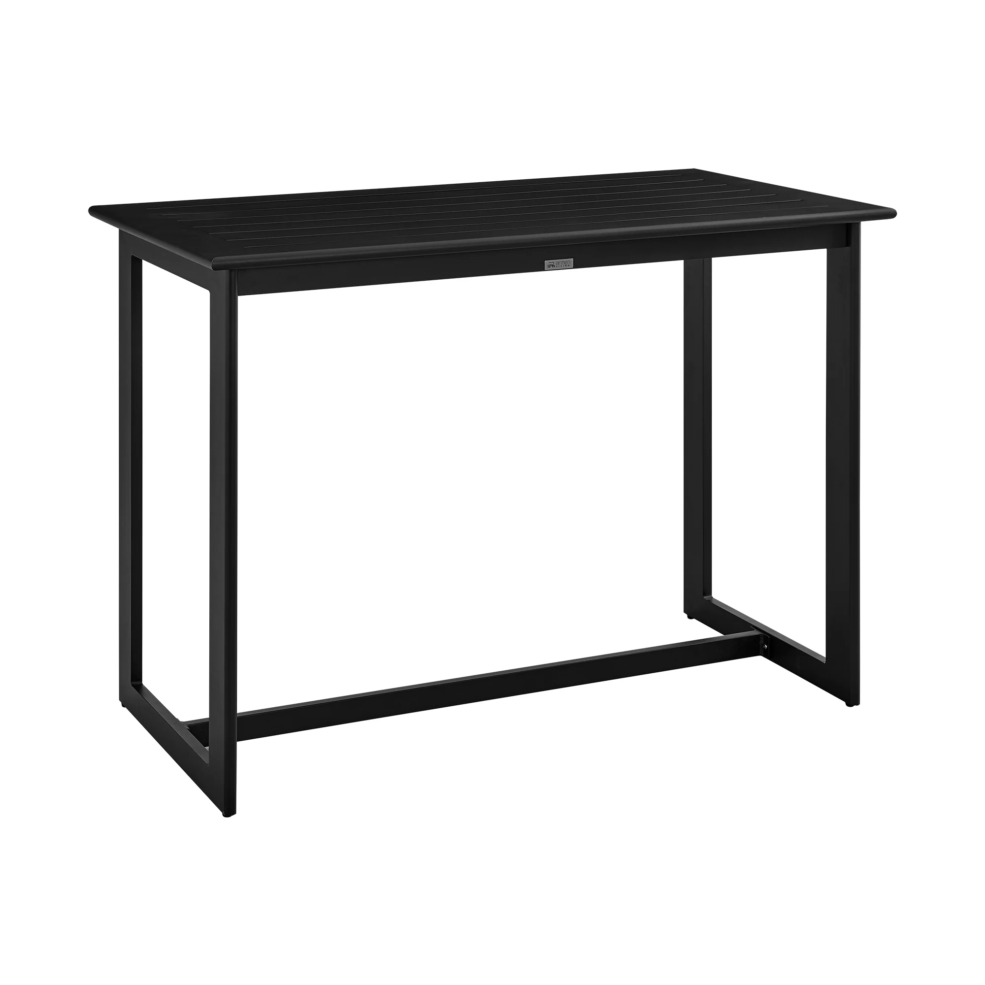 Palma Outdoor Patio 5-Piece Bar Table Set in Aluminum with Gray Cushions By Armen Living - Image 6