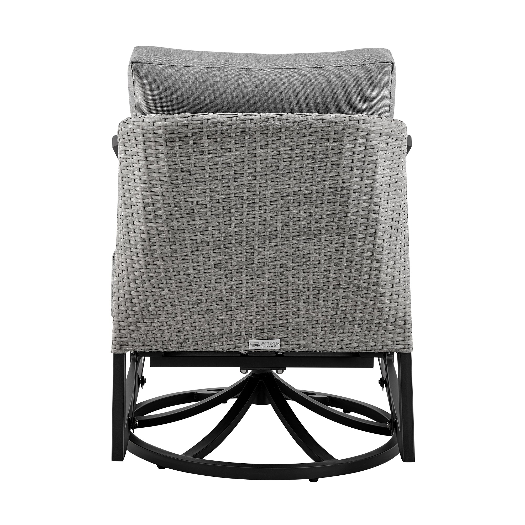 Palma Outdoor Patio Swivel Lounge Chair in Aluminum with Gray Cushions By Armen Living - Image 6