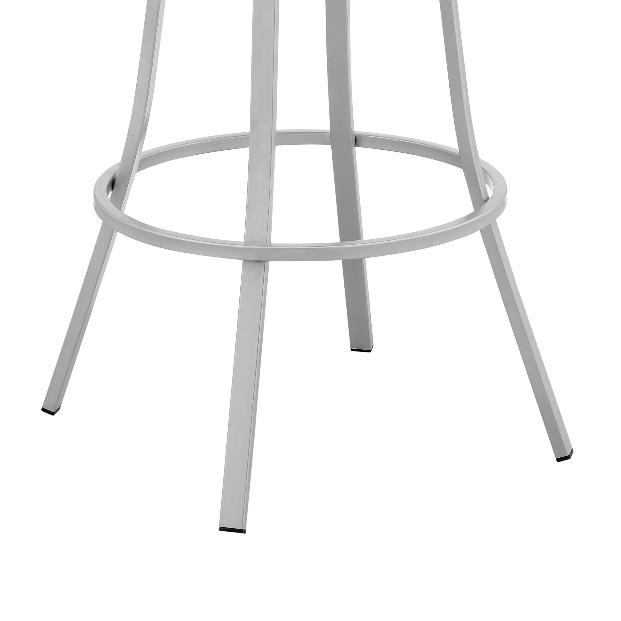 Palmdale 30" Swivel White Faux Leather and Silver Metal Bar Stool By Armen Living - Image 8