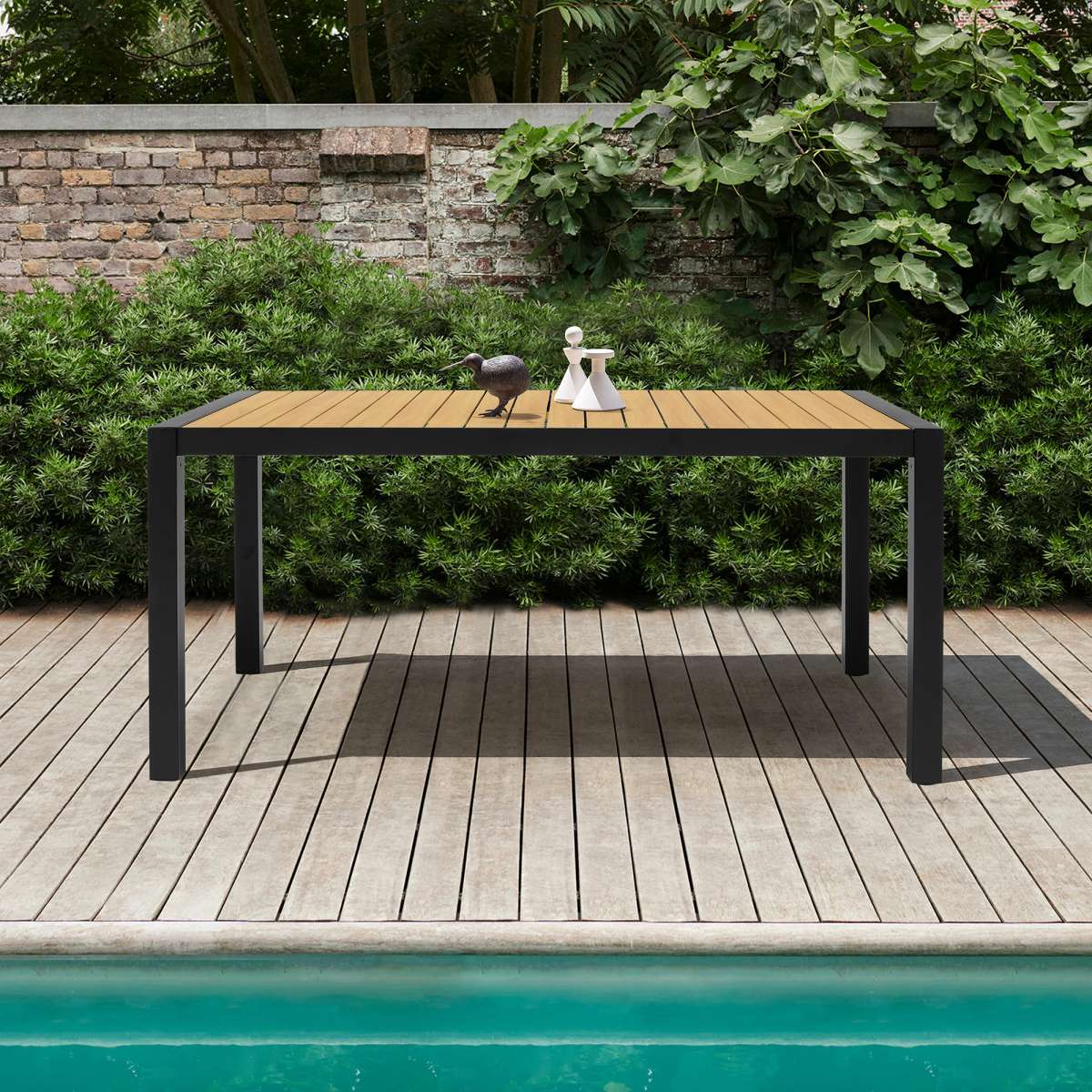 Panama Outdoor Black Aluminum Rectangular Dining Table By Armen Living