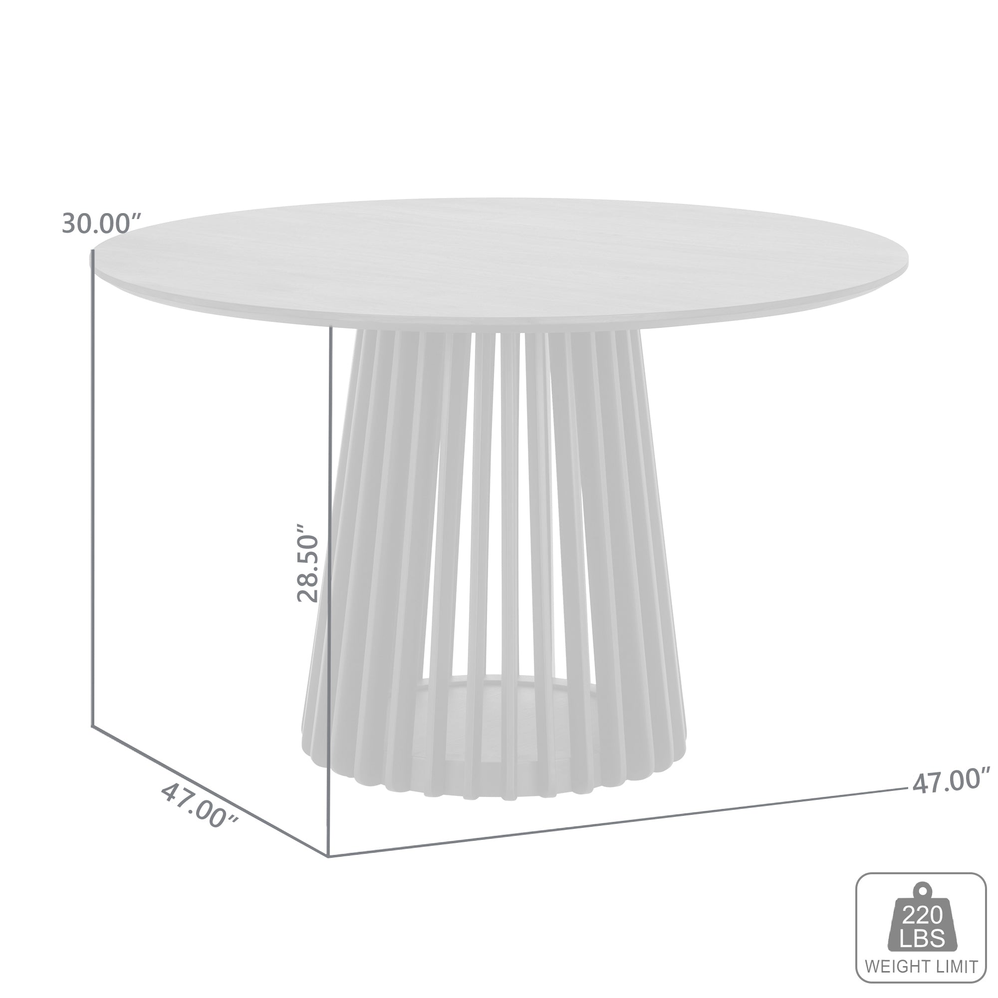 Pasadena 47" Wood Round Dining Table in Black Oak Finish By Armen Living - Image 25