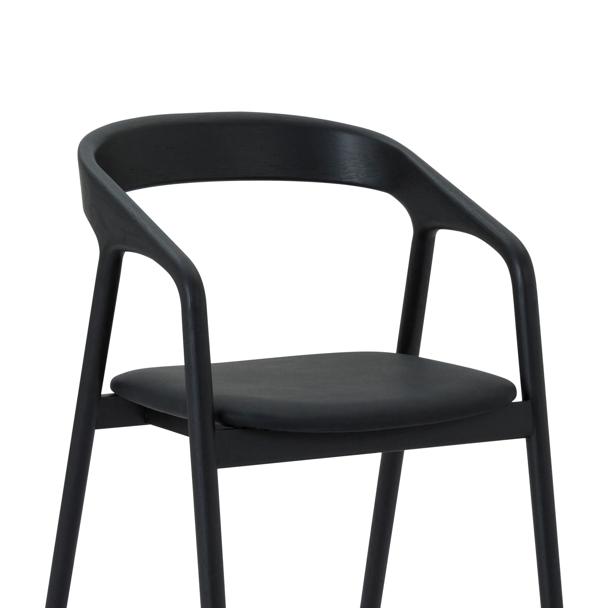 Pasadena Apache 5 Piece Round Dining Set in Black Oak Finish with Black Faux Leather By Armen Living - Image 6