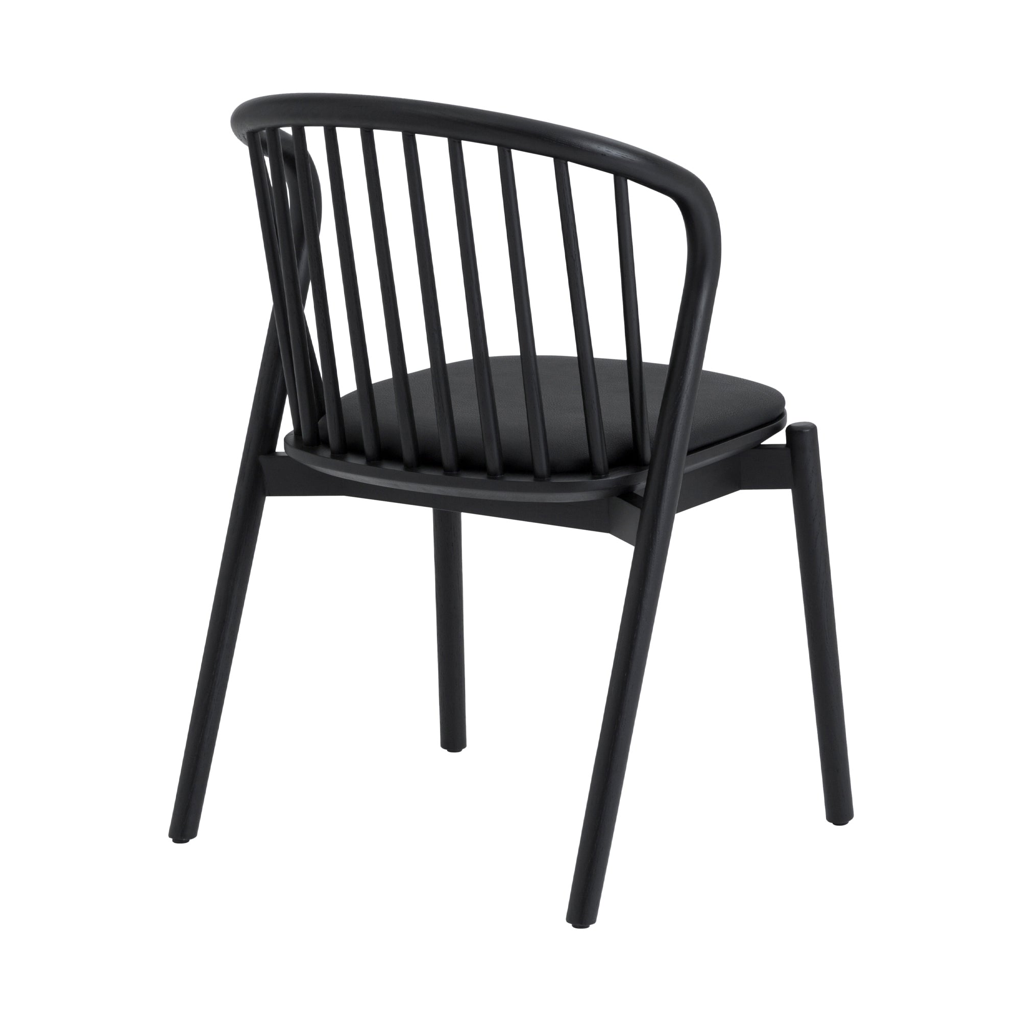 Pasadena Echo 5 Piece Round Dining Set in Black Oak Finish with Black Faux Leather By Armen Living - Image 4
