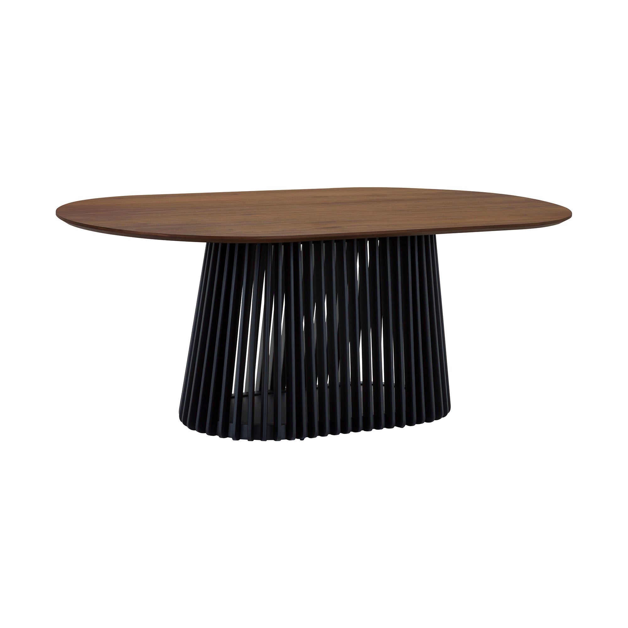 Pasadena Echo 7 Piece Oval Dining Set with Walnut and Black Finish Table and Walnut Finish Chairs By Armen Living - Image 5