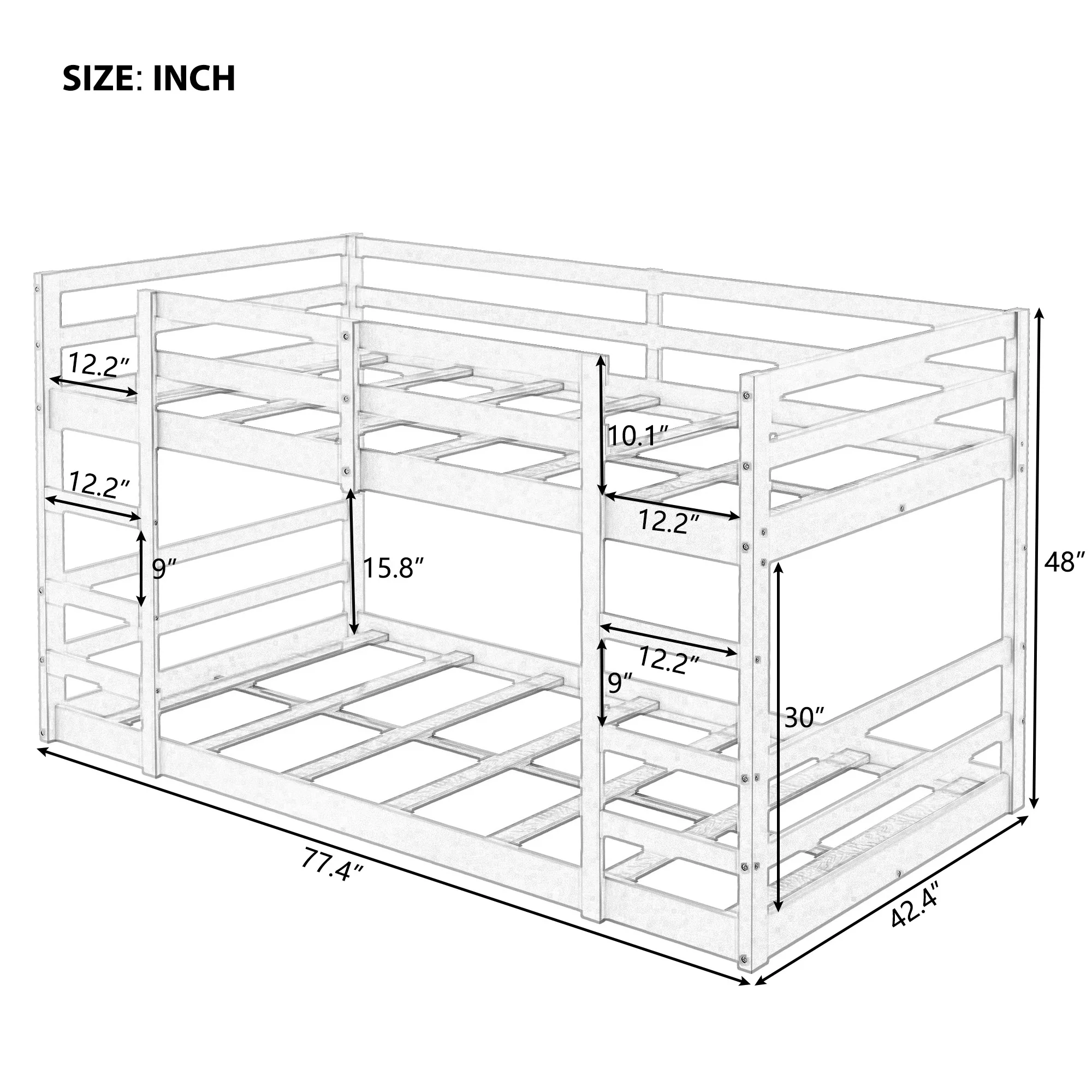 Pastel Gray Twin Over Twin Dual Ladder Bunk Bed By Homeroots - Image 7
