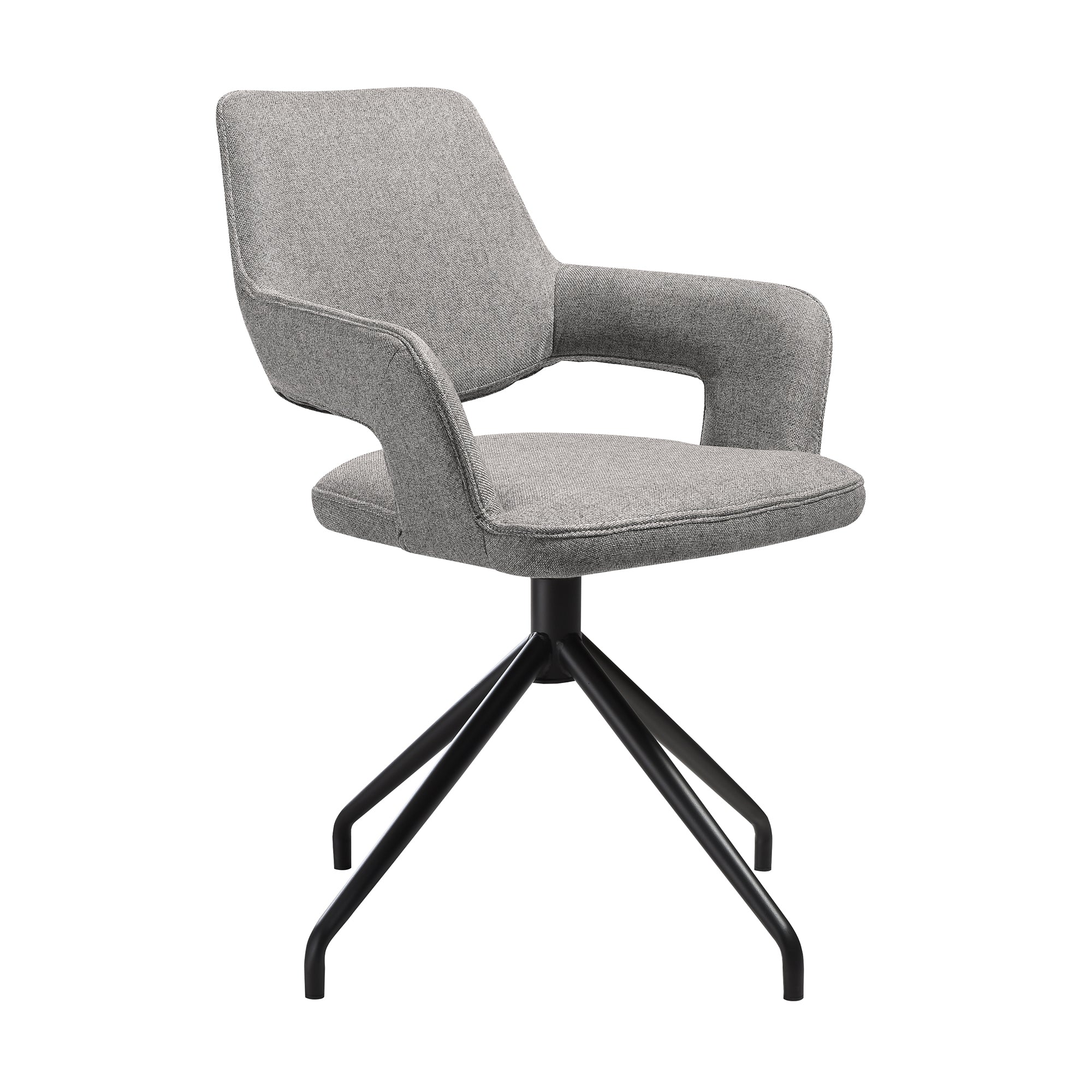 Penny Swivel Upholstered Dining Chair in Gray Fabric with Black Metal Legs - Set of 2 By Armen Living - Image 4