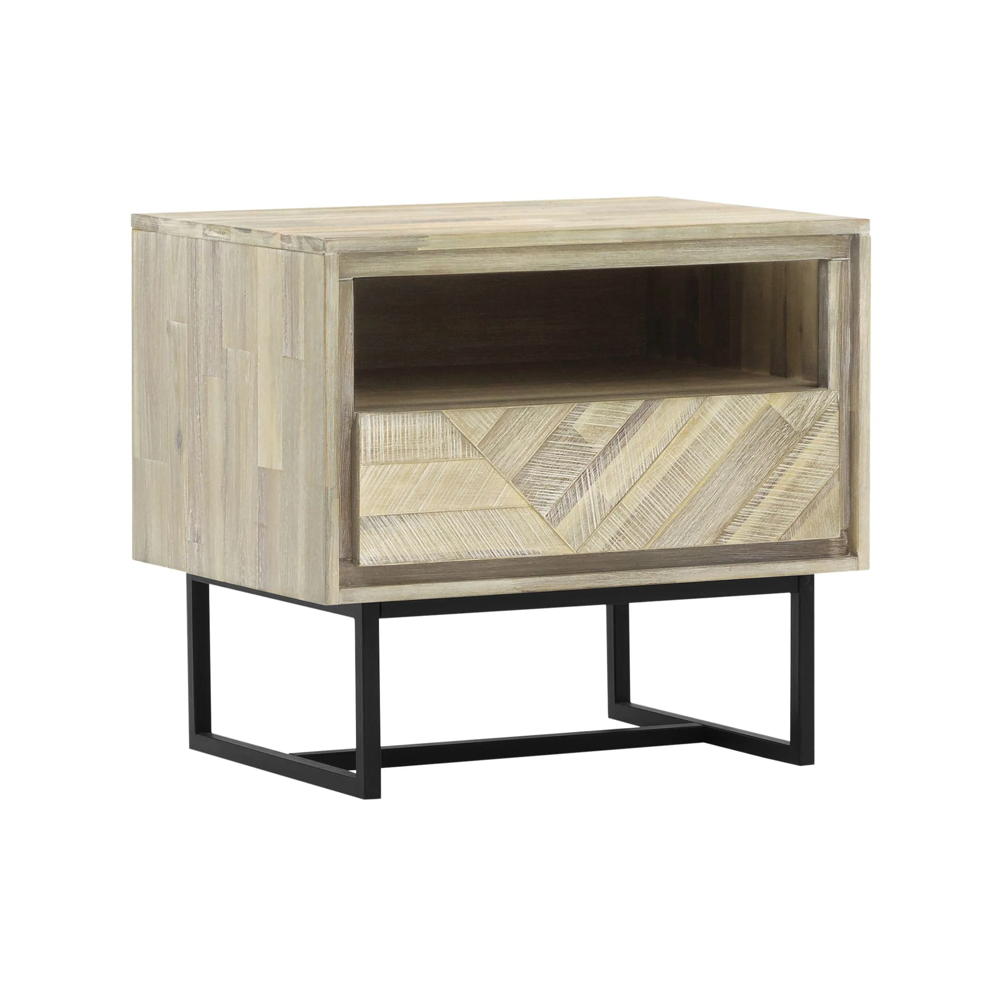 Peridot 4 Piece King Bedroom Set in Natural Acacia Wood By Armen Living - Image 7