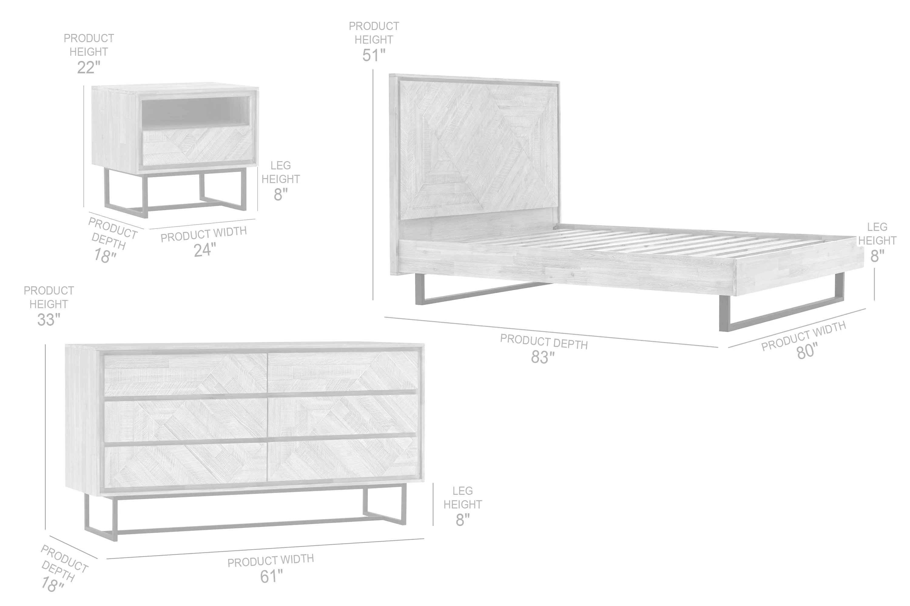 Peridot 4 Piece King Bedroom Set in Natural Acacia Wood By Armen Living - Image 9