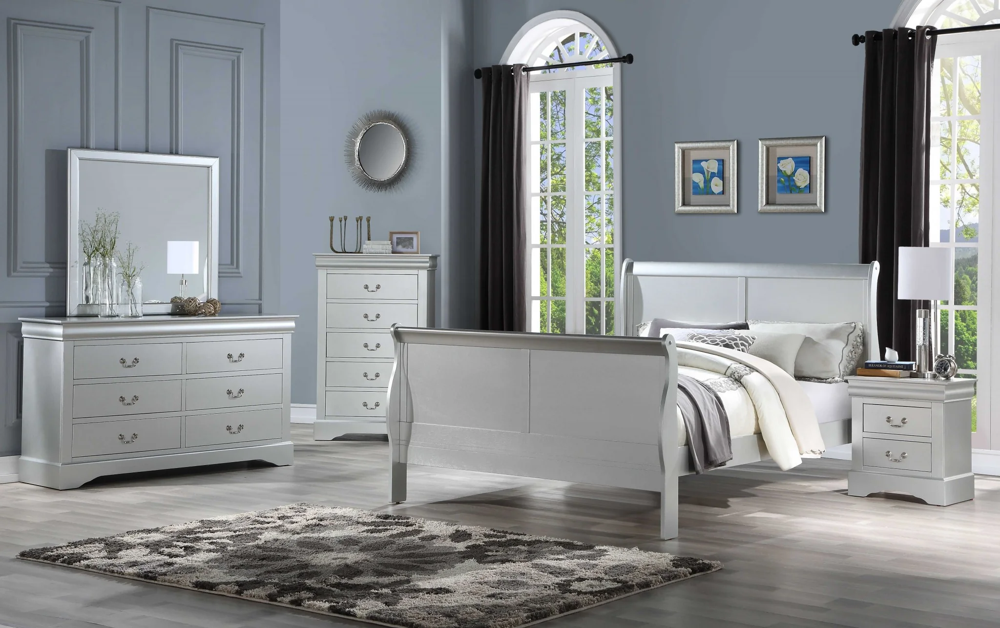 Platinum Wood Eastern King Bed By Homeroots