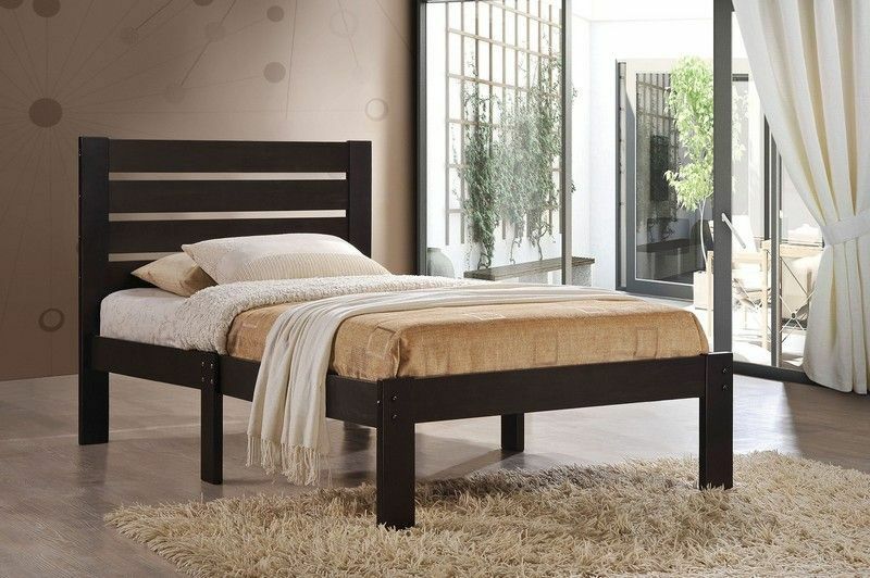 Popular Espresso Queen Size Slat Wood Bed By Homeroots
