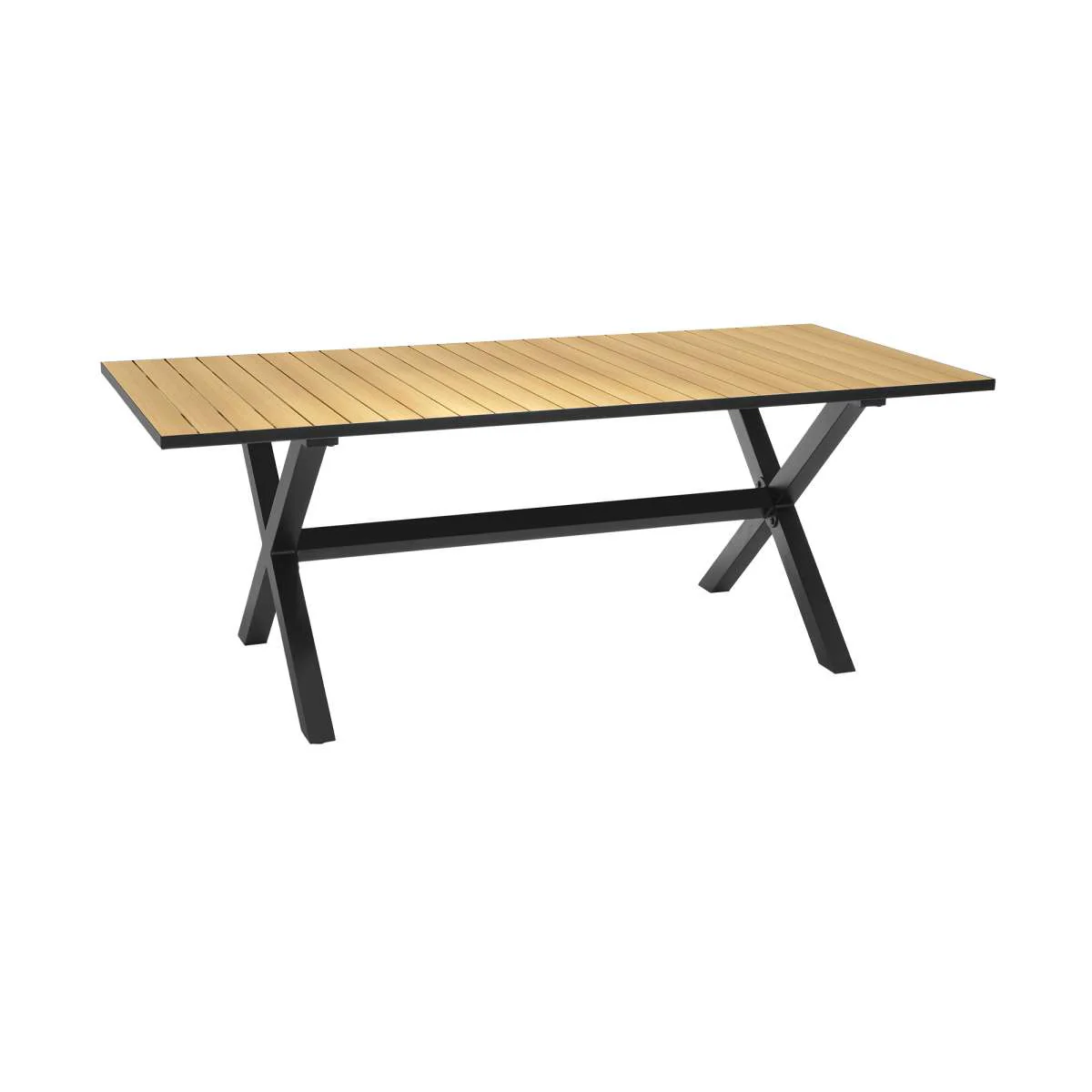 Portals Outdoor 5 Piece Black Aluminum & Teak Wood Dining Set By Armen Living - Image 8