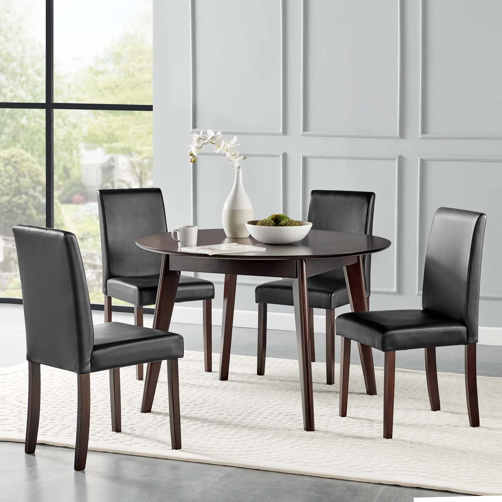 Prosper 5 Piece Faux Leather Dining Set By Modway - EEI-4289