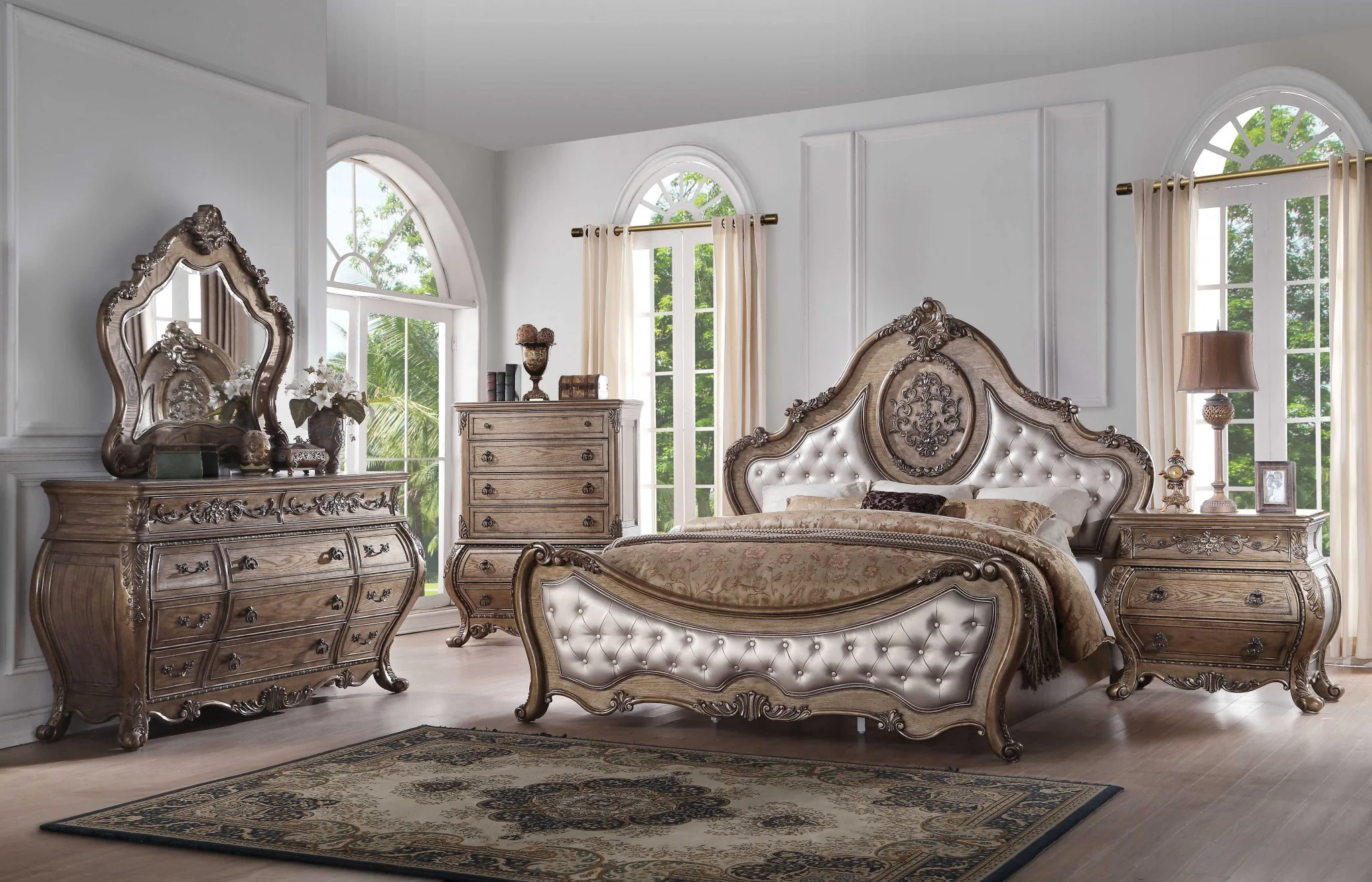 Pu Vintage Oak Wood Upholstery California King Bed By Homeroots