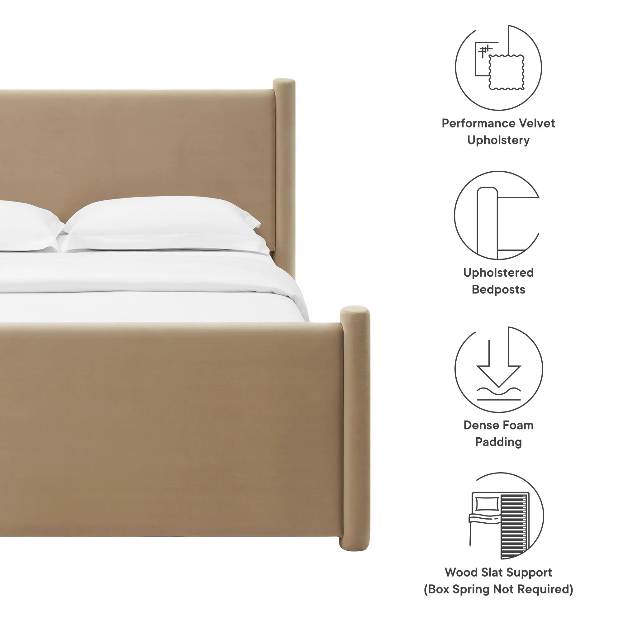 Rael Performance Velvet Queen Platform Bed by Modway - Image 35