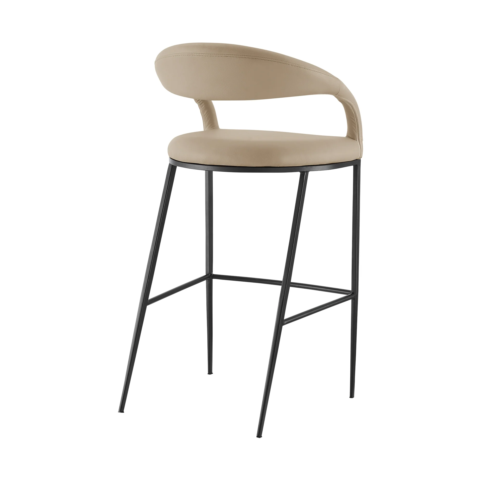 Ramona 26" Counter Stool with Matte Black Iron and Beige Faux Leather By Armen Living - Image 4