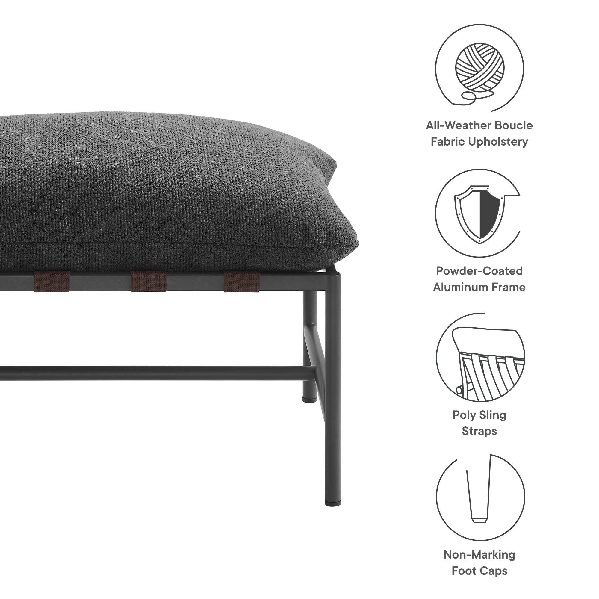Raya Outdoor Patio Boucle Ottoman by Modway - Image 7