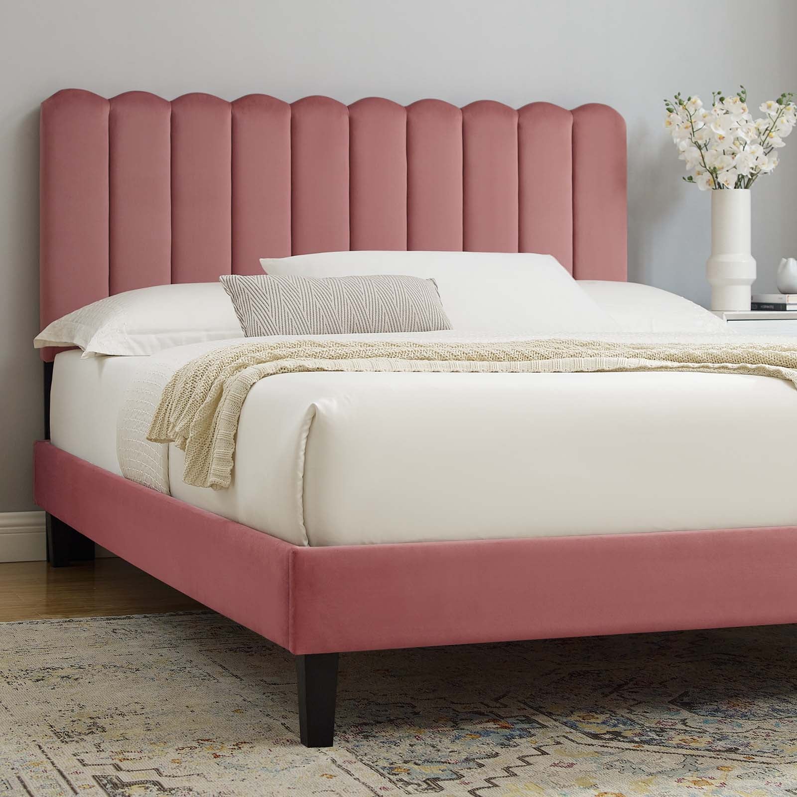 Reagan King Performance Velvet Platform Bed By Modway - MOD-7078 - Image 24